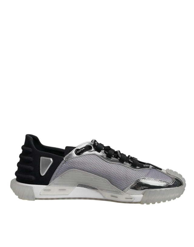 Dolce & Gabbana Silver Black Nylon NS1 Low Top Sneakers Shoes - Hilstor