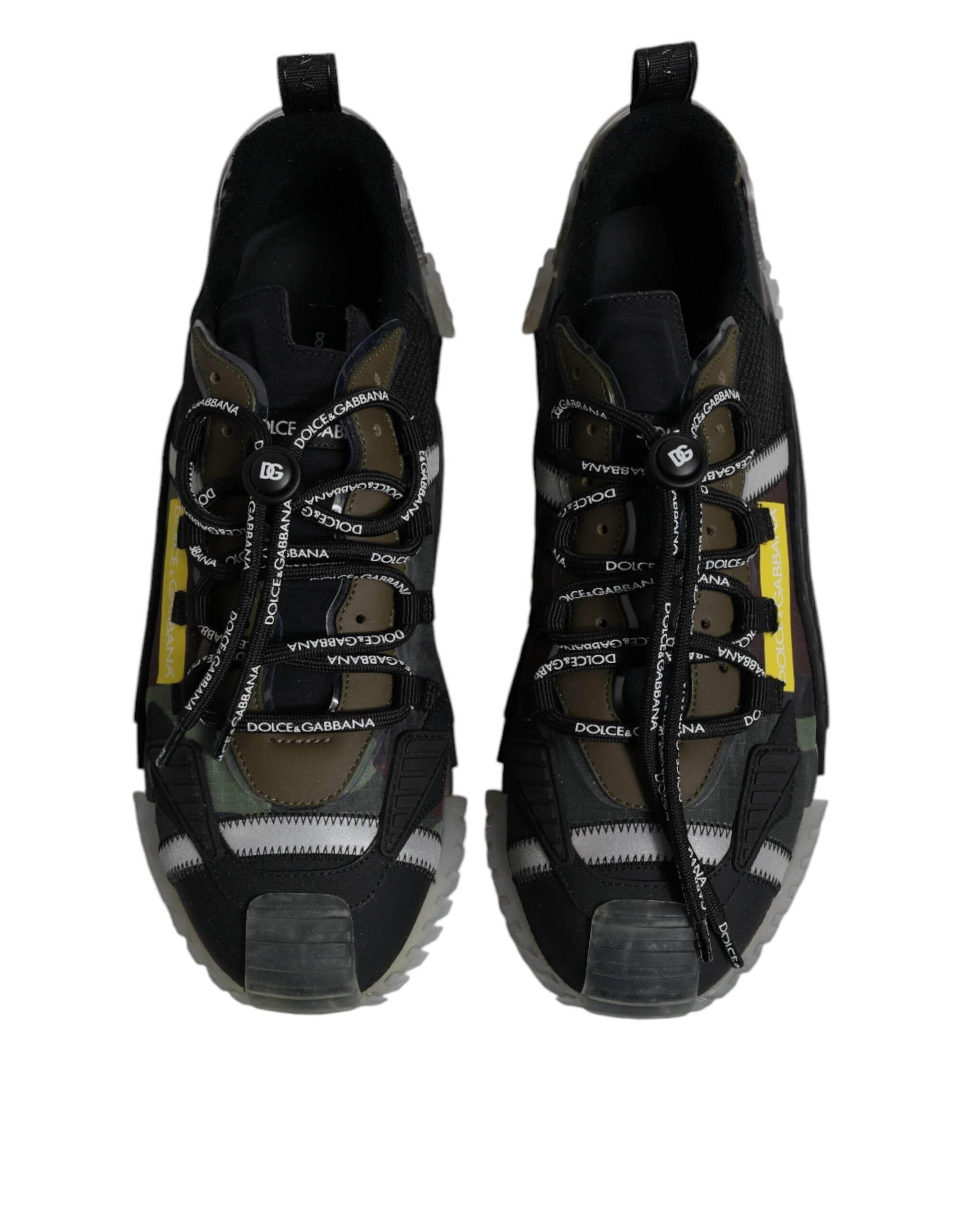 Dolce & Gabbana Black Green Camo NS1 Low Top Sneakers Shoes - Hilstor