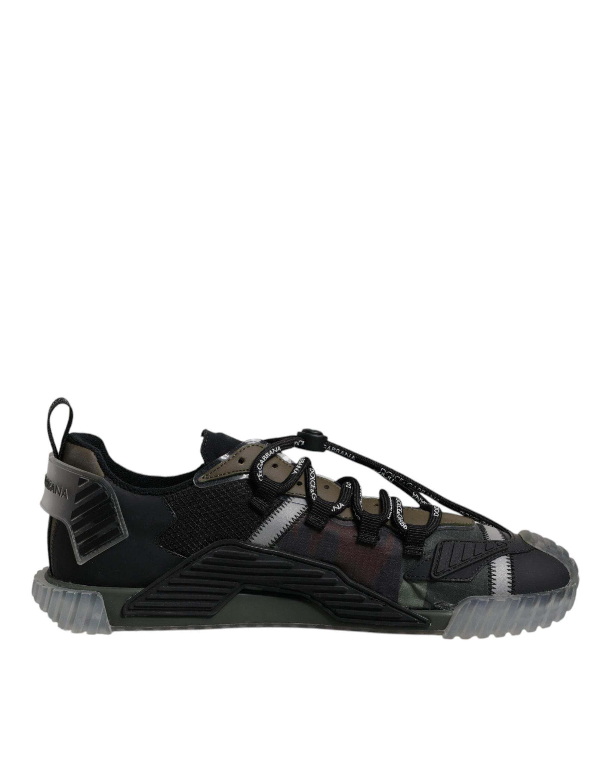 Dolce & Gabbana Black Green Camo NS1 Low Top Sneakers Shoes - Hilstor