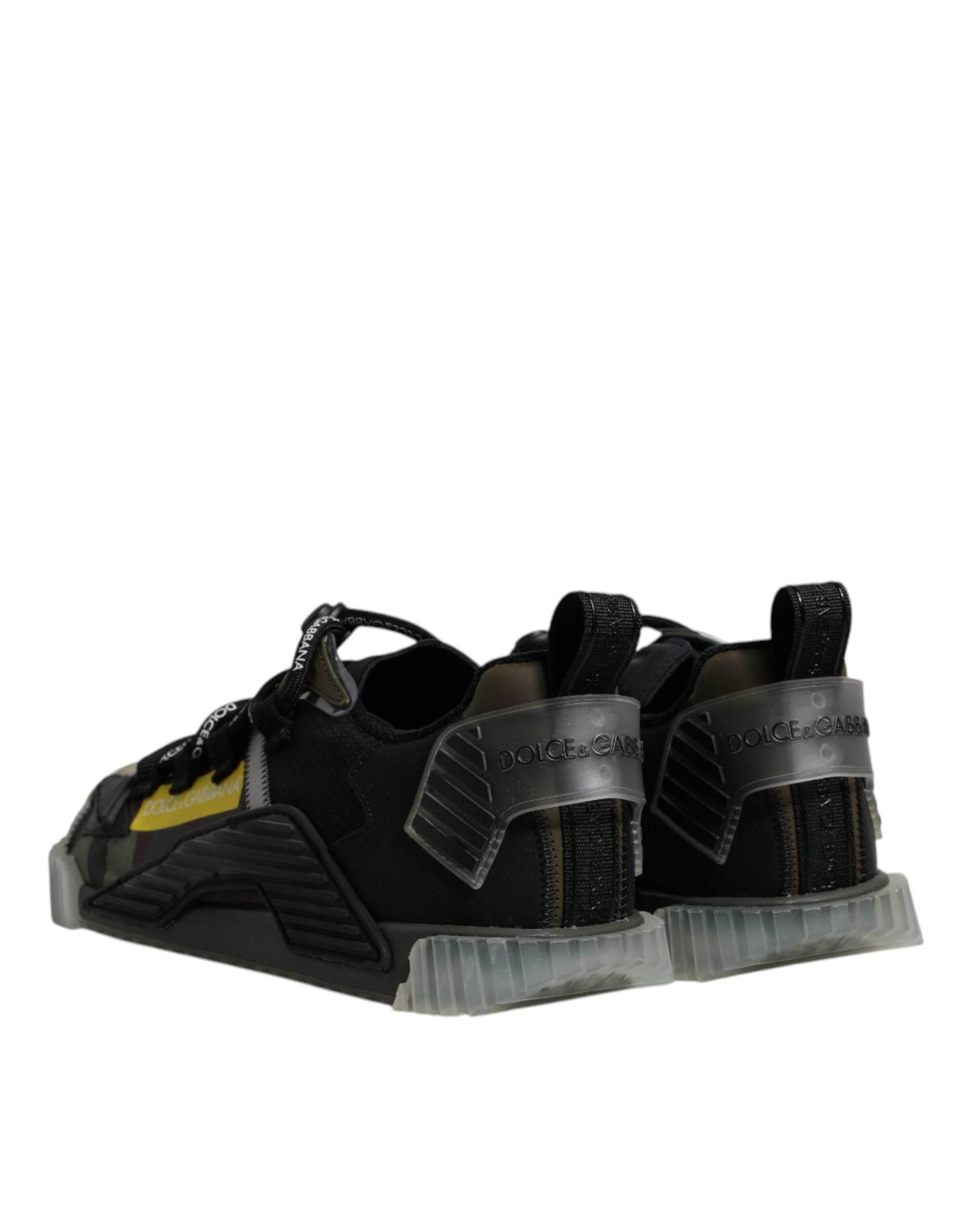 Dolce & Gabbana Black Green Camo NS1 Low Top Sneakers Shoes - Hilstor