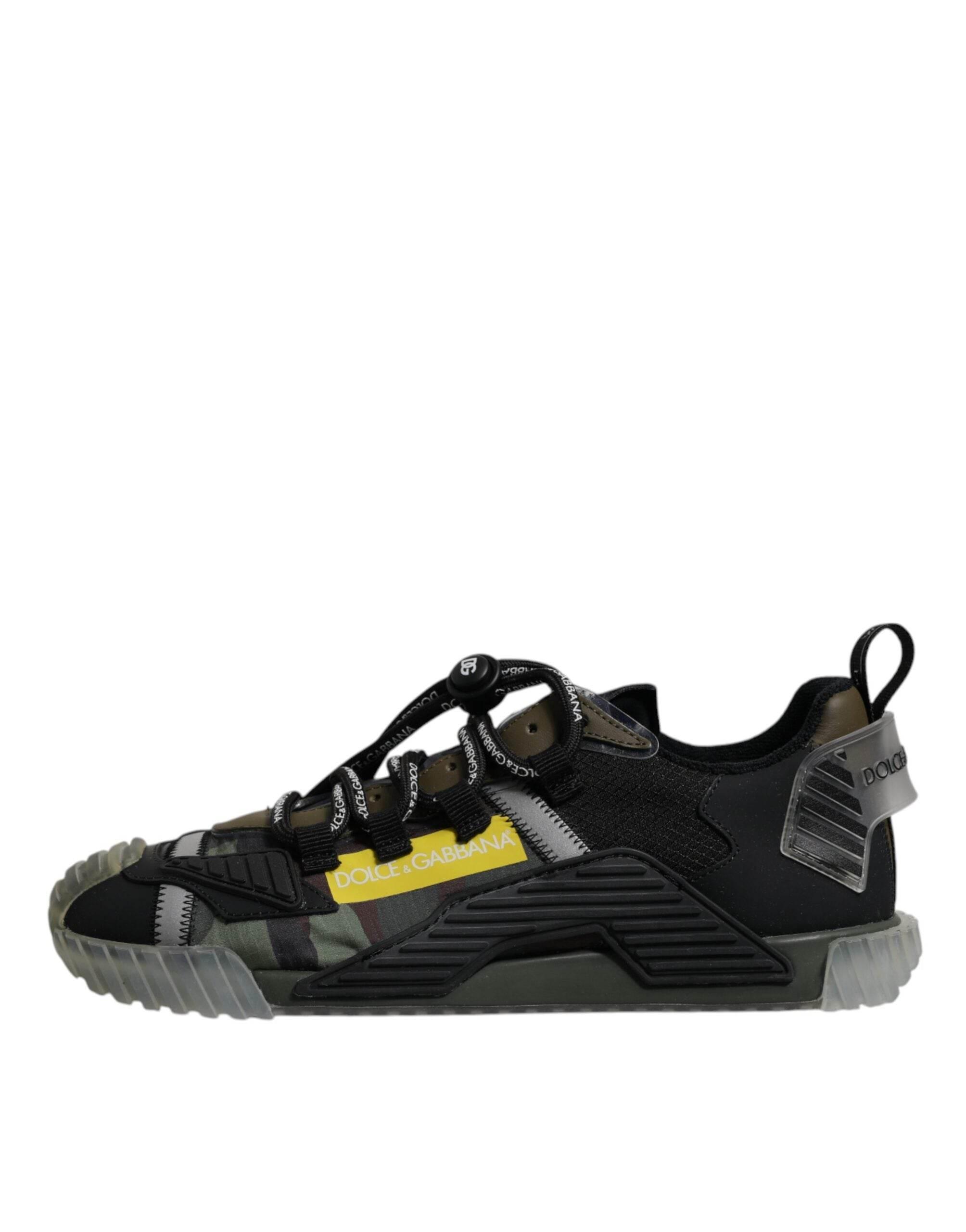 Dolce & Gabbana Black Green Camo NS1 Low Top Sneakers Shoes - Hilstor