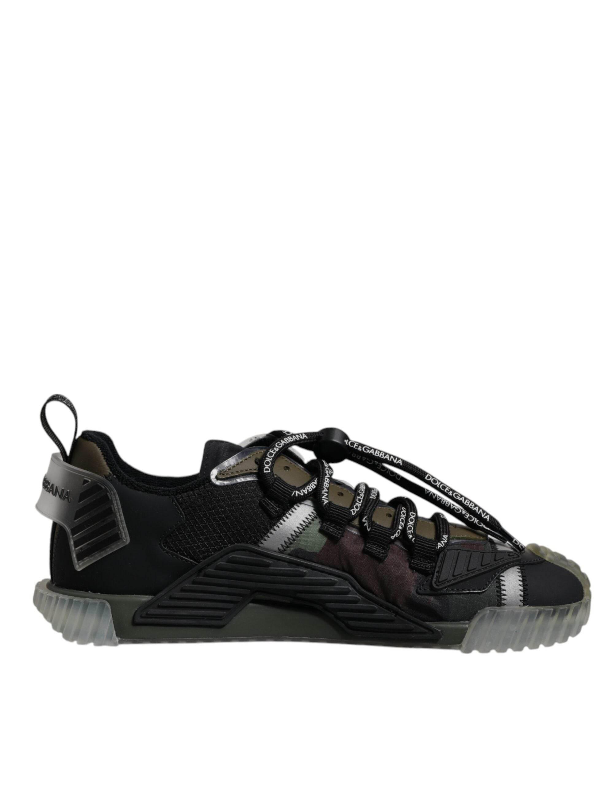Dolce & Gabbana Black Green Camo NS1 Low Top Sneakers Shoes - Hilstor