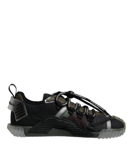 Dolce & Gabbana Black Green Camo NS1 Low Top Sneakers Shoes - Hilstor