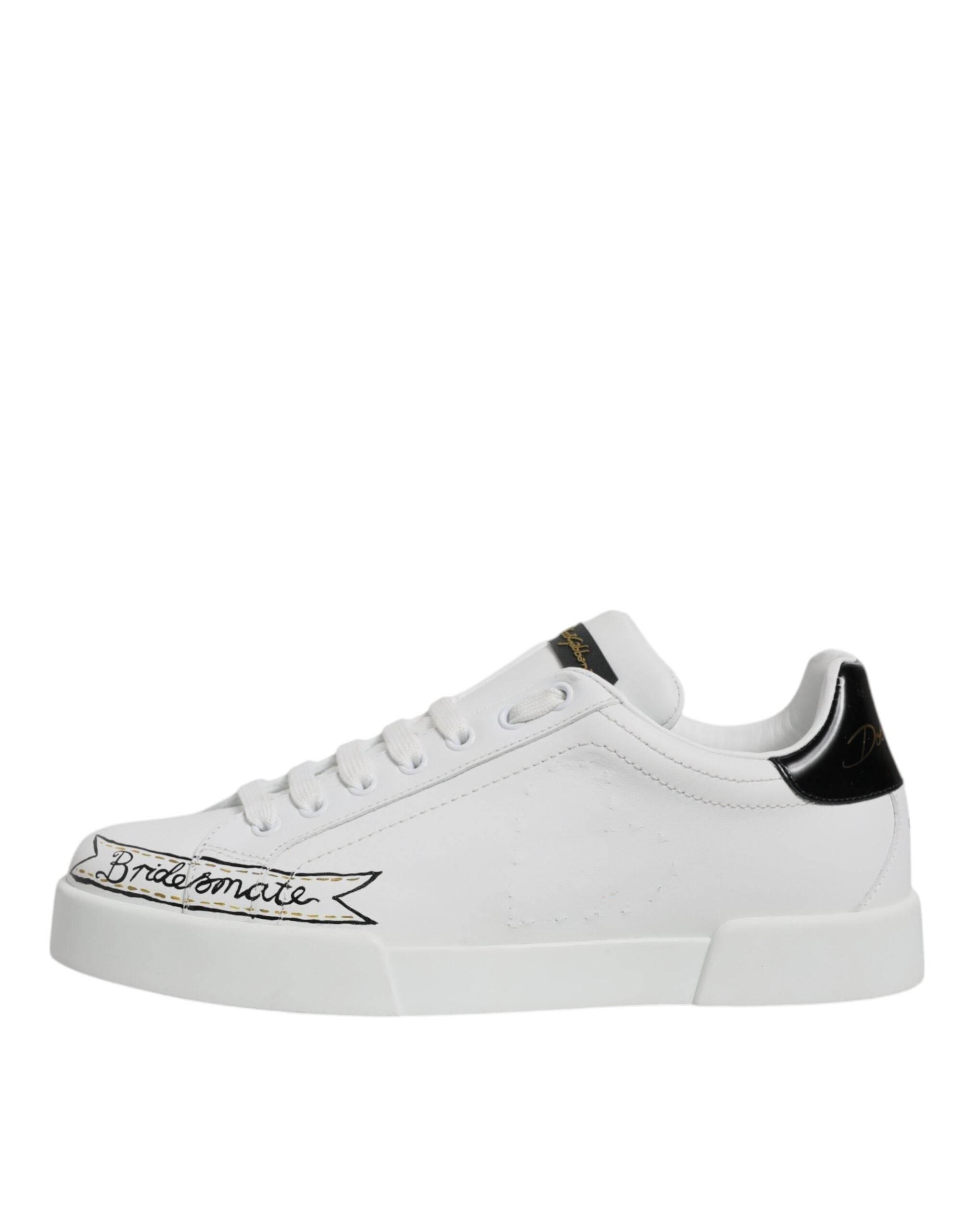 Dolce & Gabbana White Leather Low Top Lace Up Sneakers Shoes - Hilstor