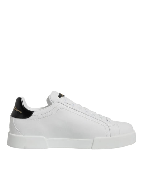 Dolce & Gabbana White Leather Low Top Lace Up Sneakers Shoes - Hilstor