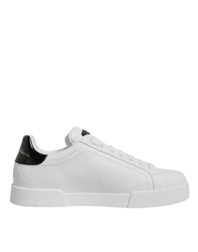 Dolce & Gabbana White Leather Low Top Lace Up Sneakers Shoes - Hilstor