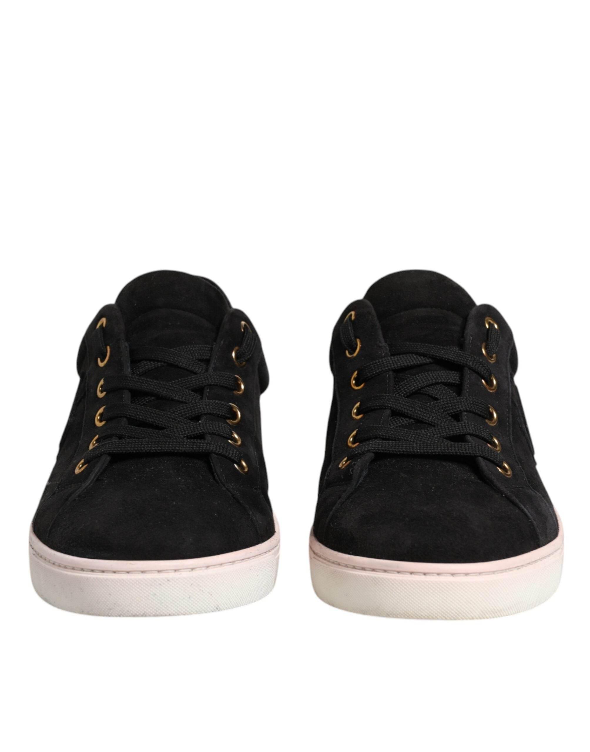 Dolce & Gabbana Black Logo Suede Leather Men Sneakers Shoes - Hilstor
