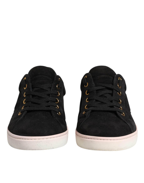 Dolce & Gabbana Black Logo Suede Leather Men Sneakers Shoes - Hilstor