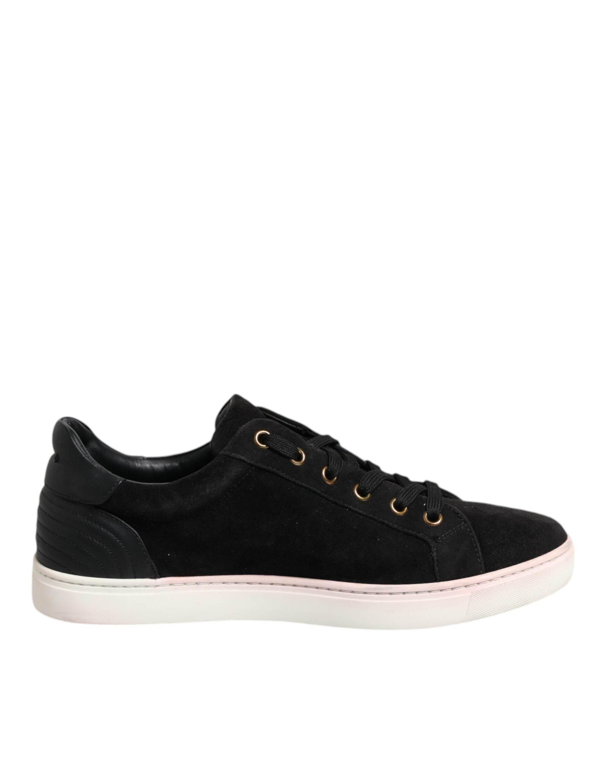 Dolce & Gabbana Black Logo Suede Leather Men Sneakers Shoes - Hilstor
