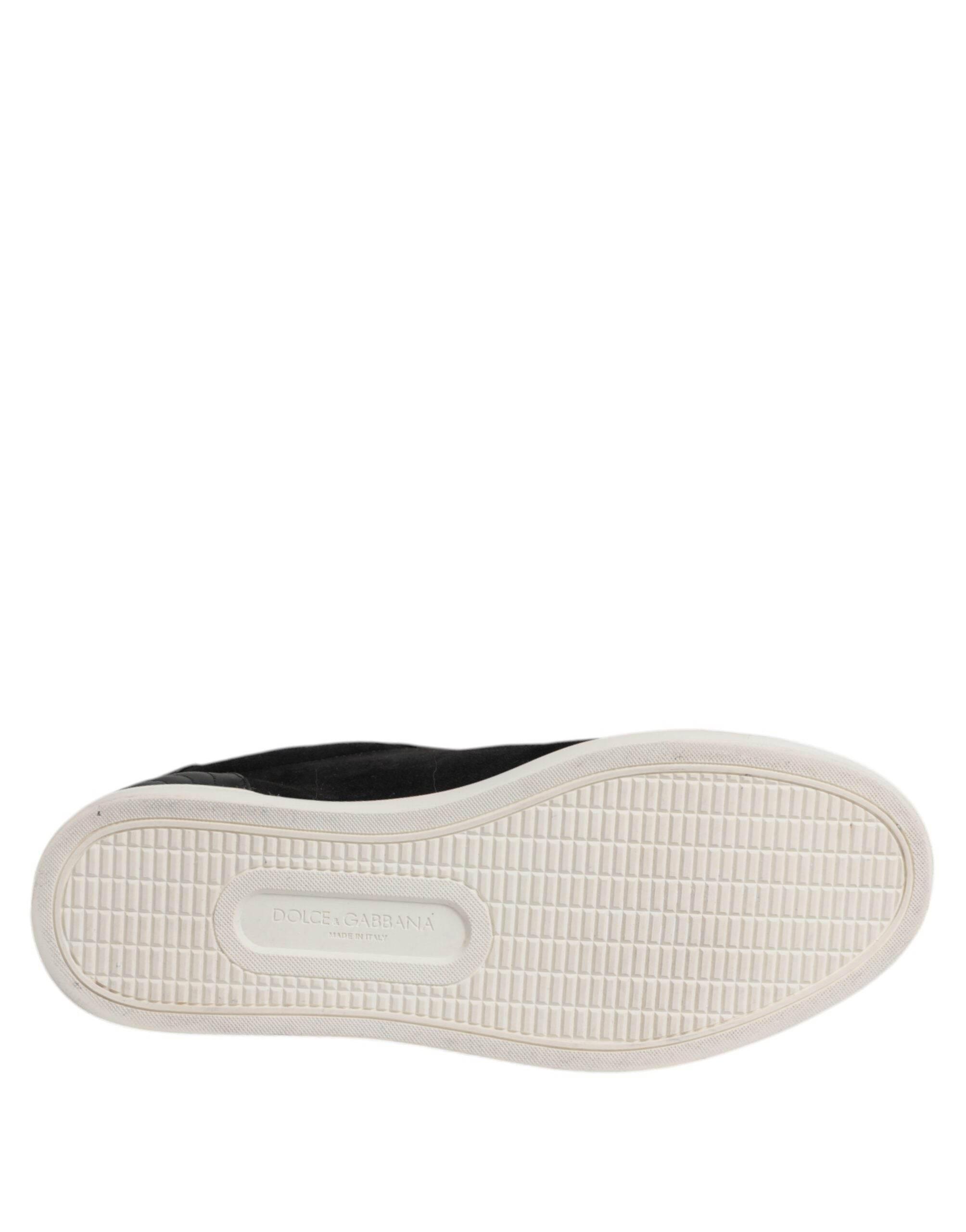 Dolce & Gabbana Black Logo Suede Leather Men Sneakers Shoes - Hilstor