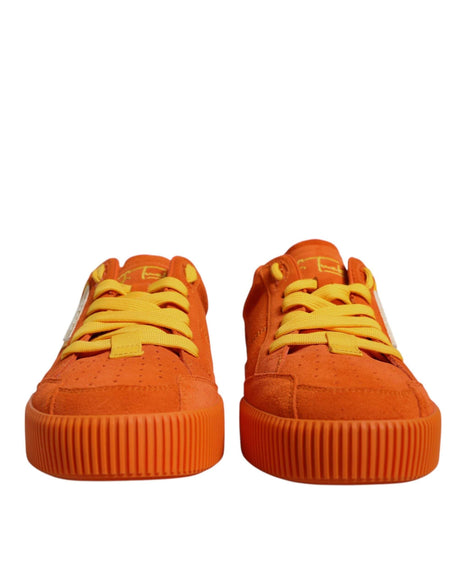 Dolce & Gabbana Orange Miami Leather Low Top Sneakers Shoes - Hilstor