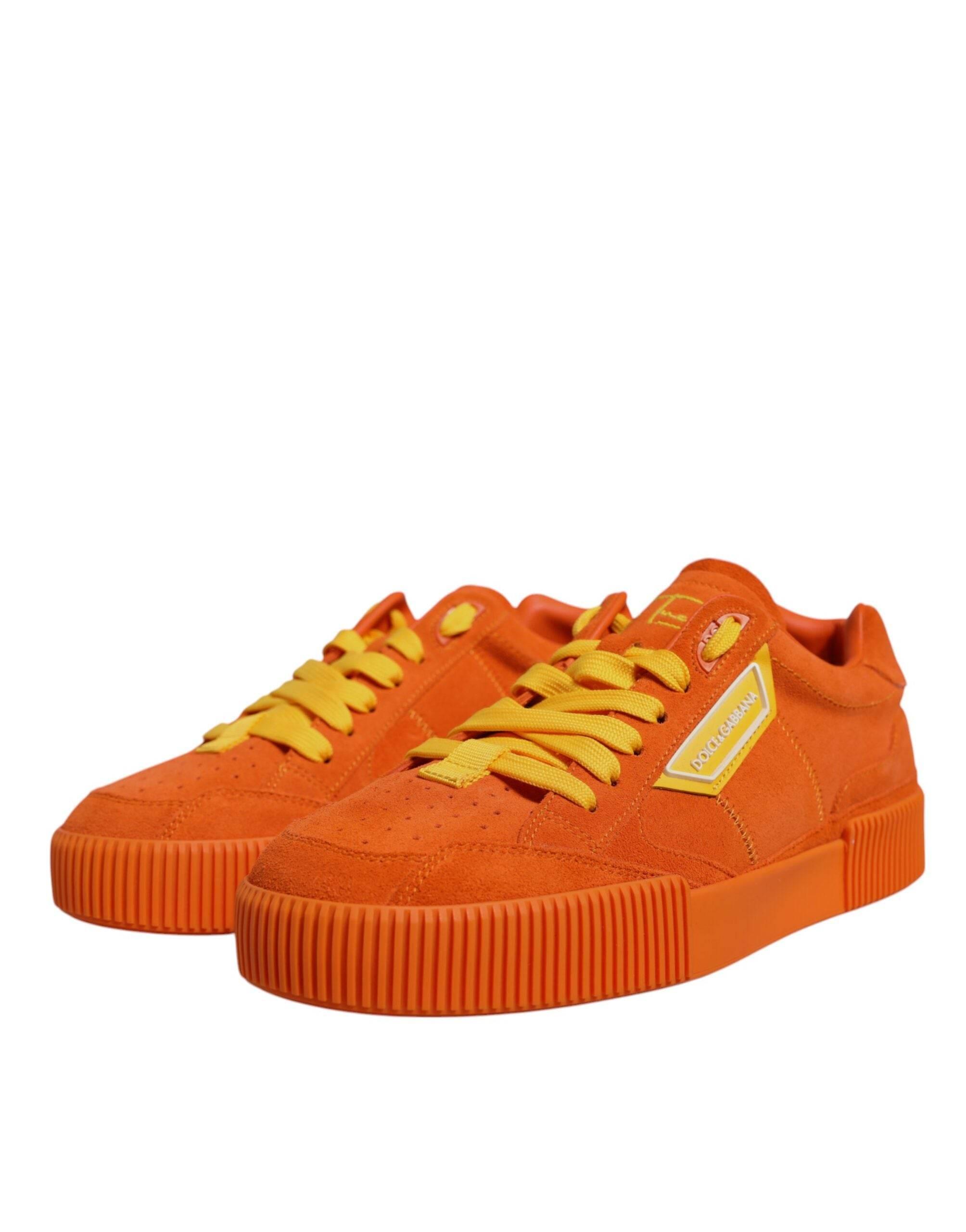Dolce & Gabbana Orange Miami Leather Low Top Sneakers Shoes - Hilstor