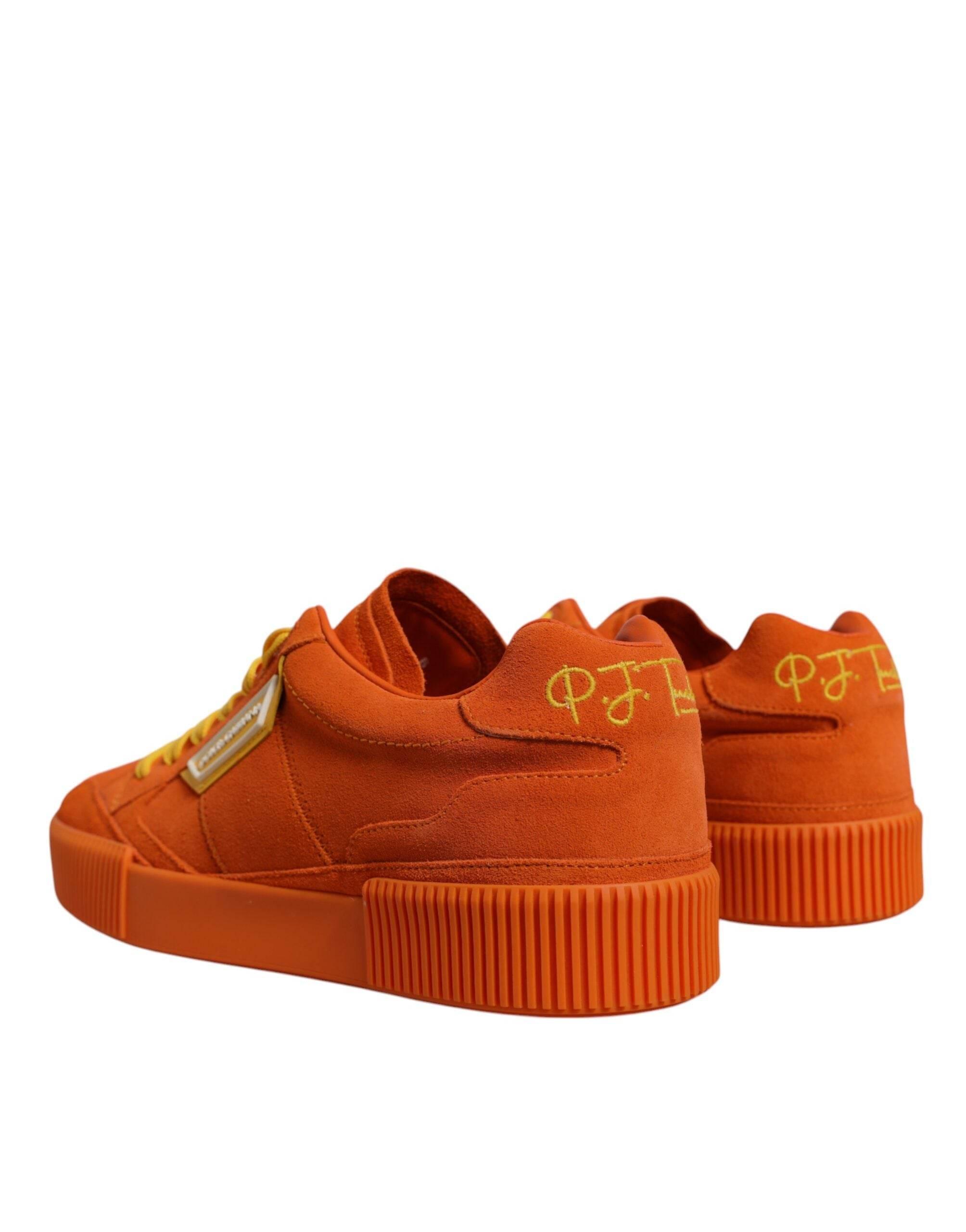 Dolce & Gabbana Orange Miami Leather Low Top Sneakers Shoes - Hilstor