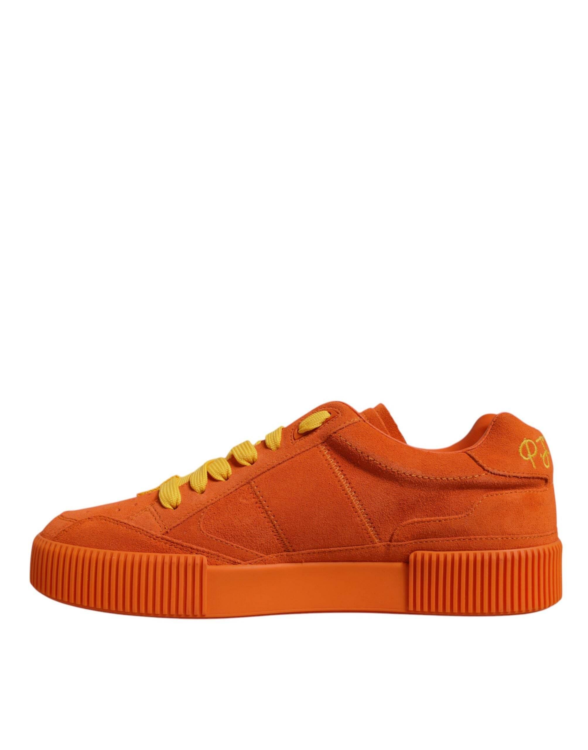 Dolce & Gabbana Orange Miami Leather Low Top Sneakers Shoes - Hilstor