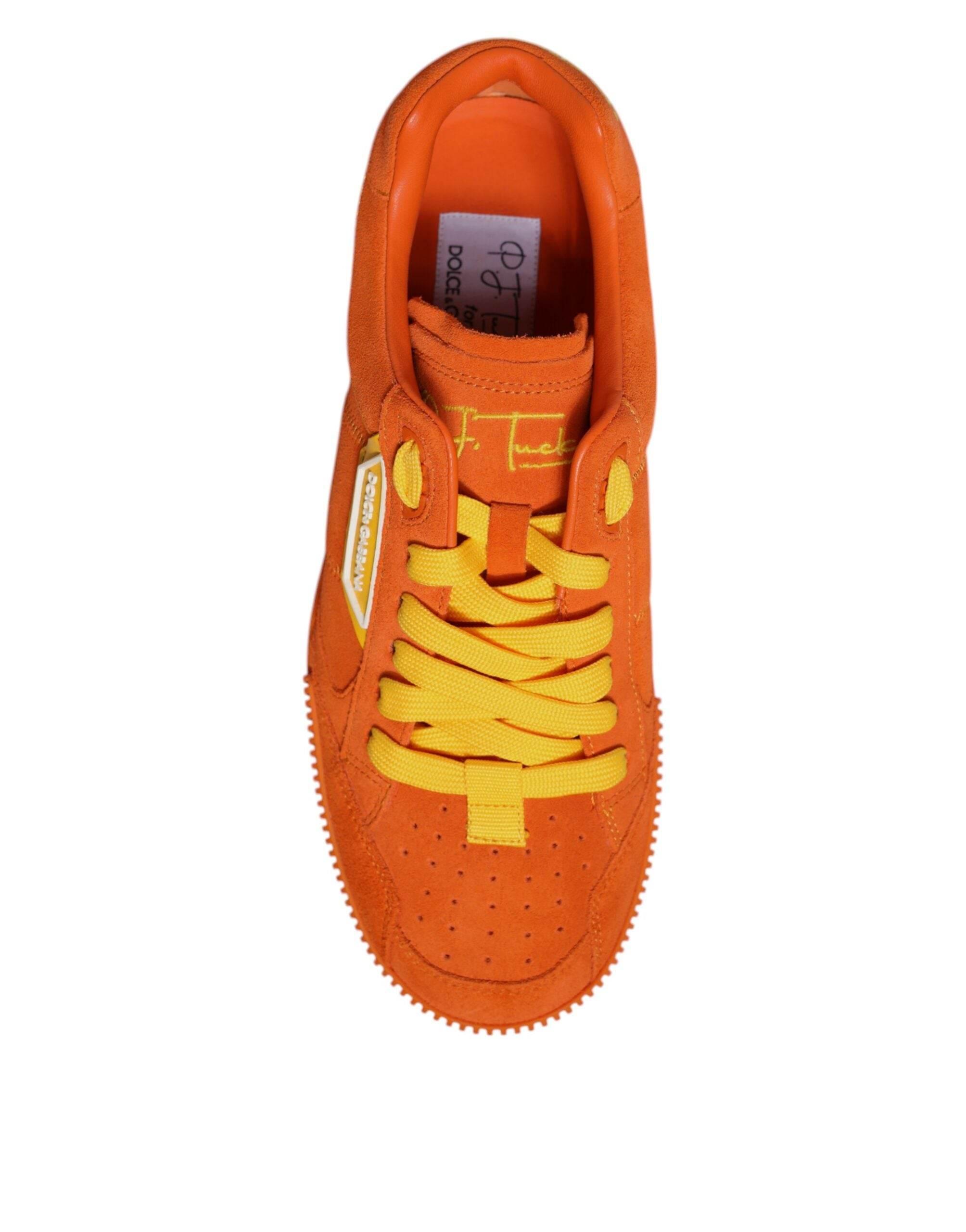 Dolce & Gabbana Orange Miami Leather Low Top Sneakers Shoes - Hilstor
