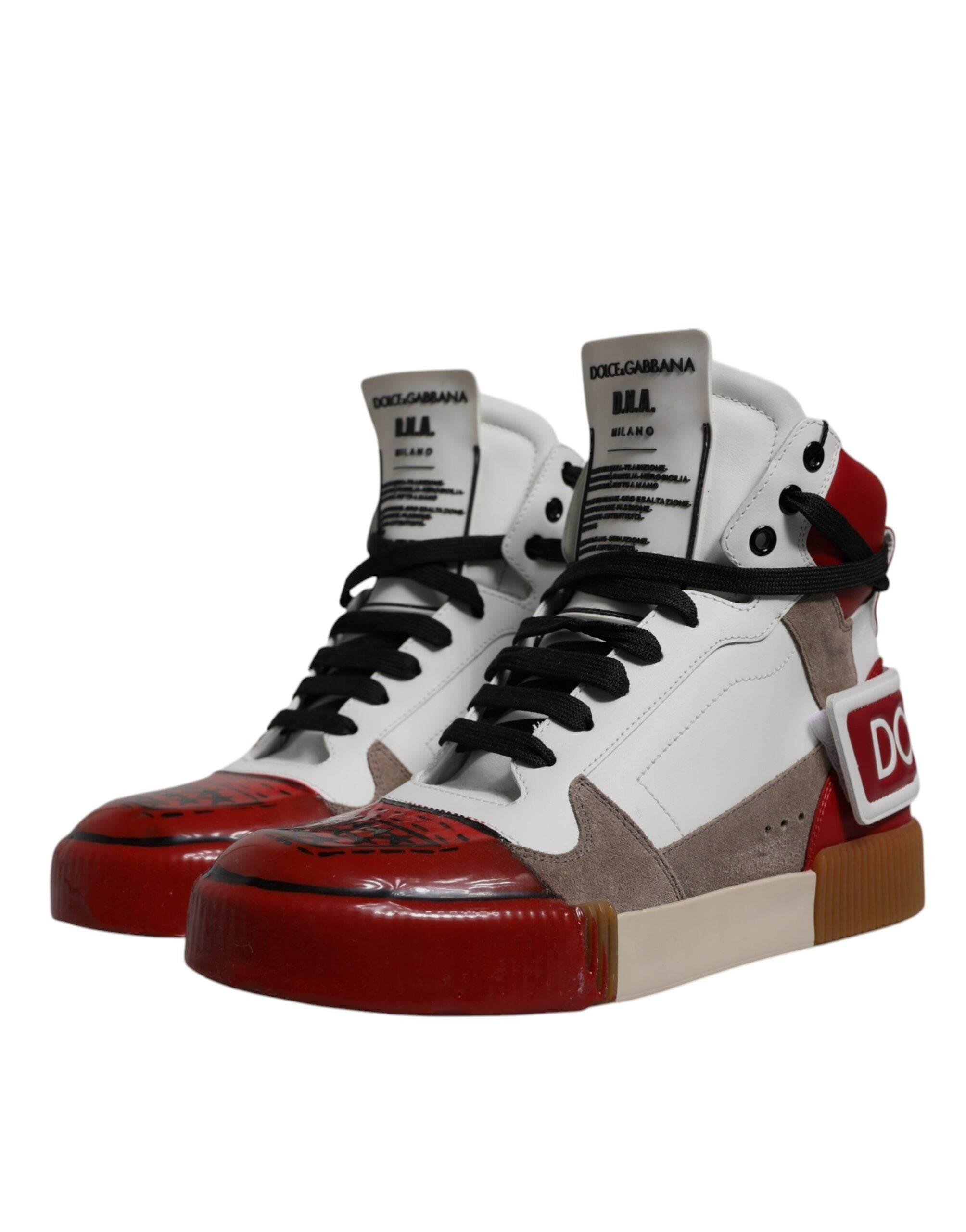 Dolce & Gabbana Multicolor Leather High Top Sneakers Shoes - Hilstor