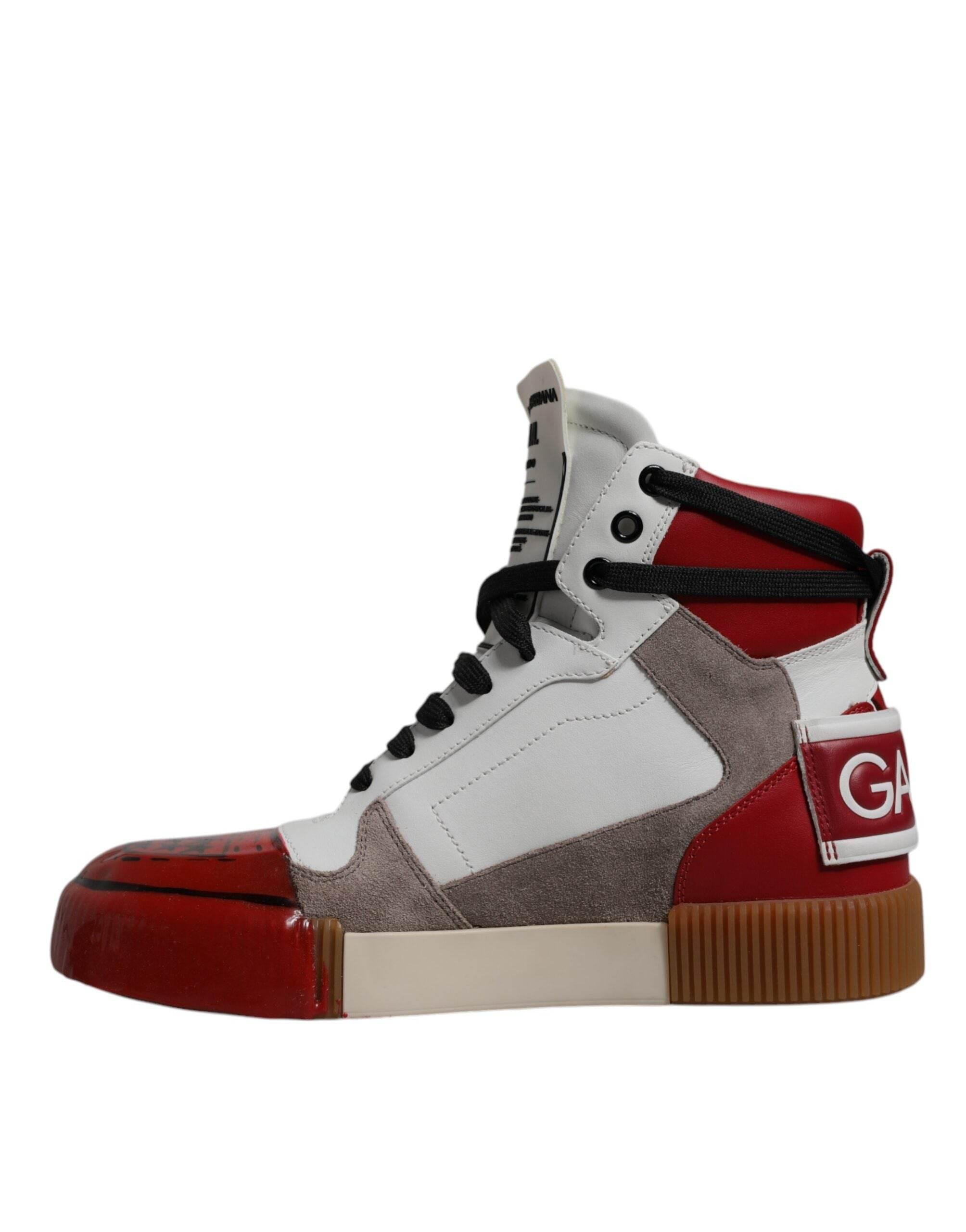Dolce & Gabbana Multicolor Leather High Top Sneakers Shoes - Hilstor
