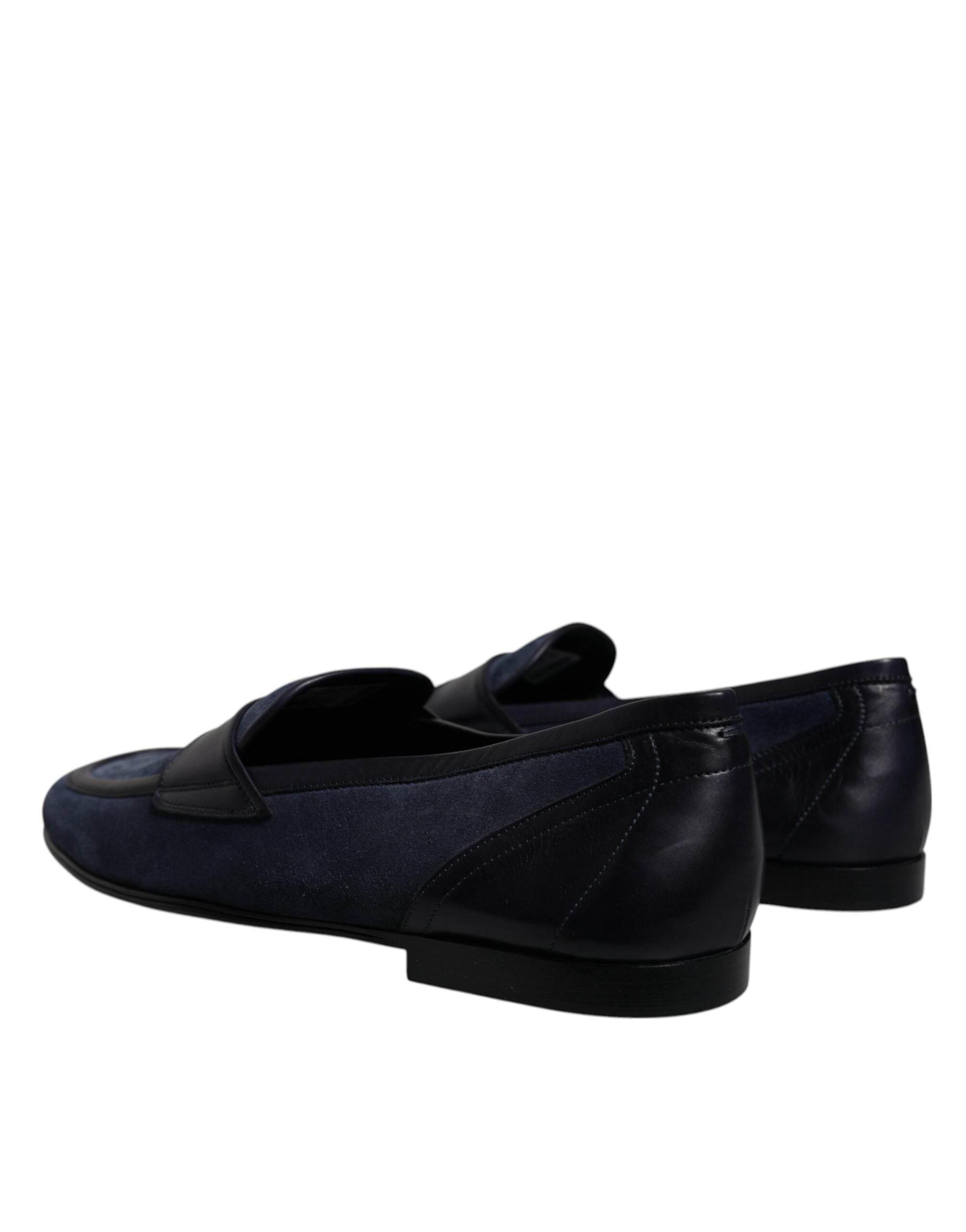 Dolce & Gabbana Blue Suede Leather Shoes Loafer Moccasin Shoes - Hilstor