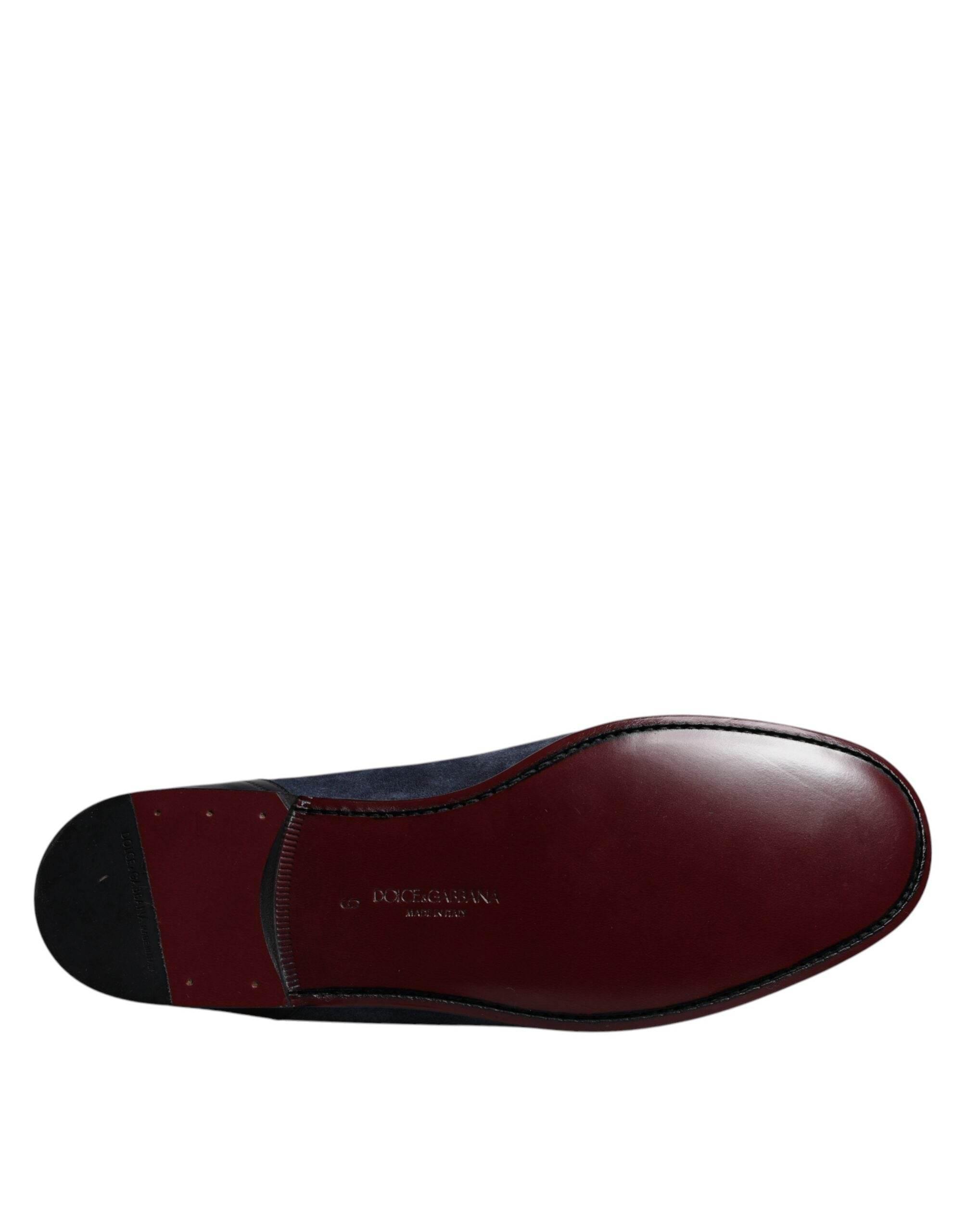 Dolce & Gabbana Blue Suede Leather Shoes Loafer Moccasin Shoes - Hilstor
