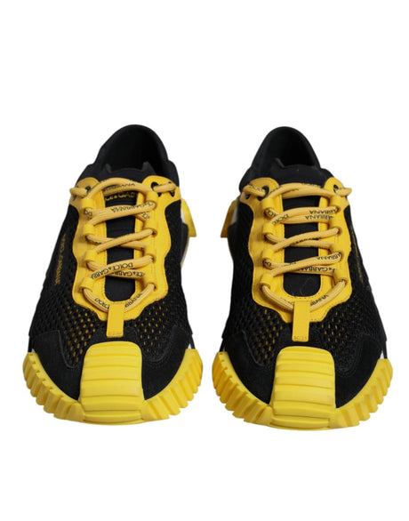Dolce & Gabbana Black Yellow Low Top NS1 Sneakers Shoes - Hilstor