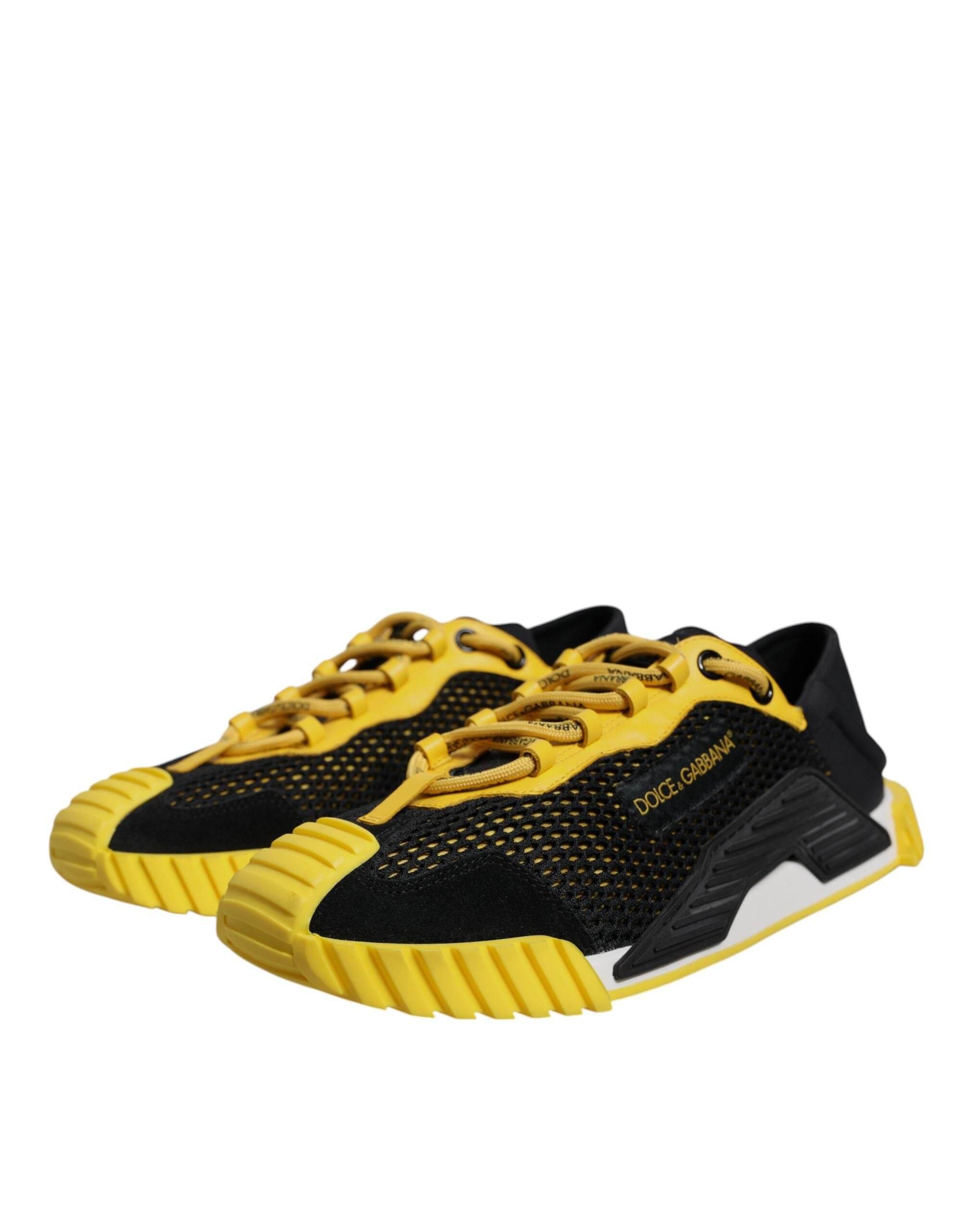 Dolce & Gabbana Black Yellow Low Top NS1 Sneakers Shoes - Hilstor