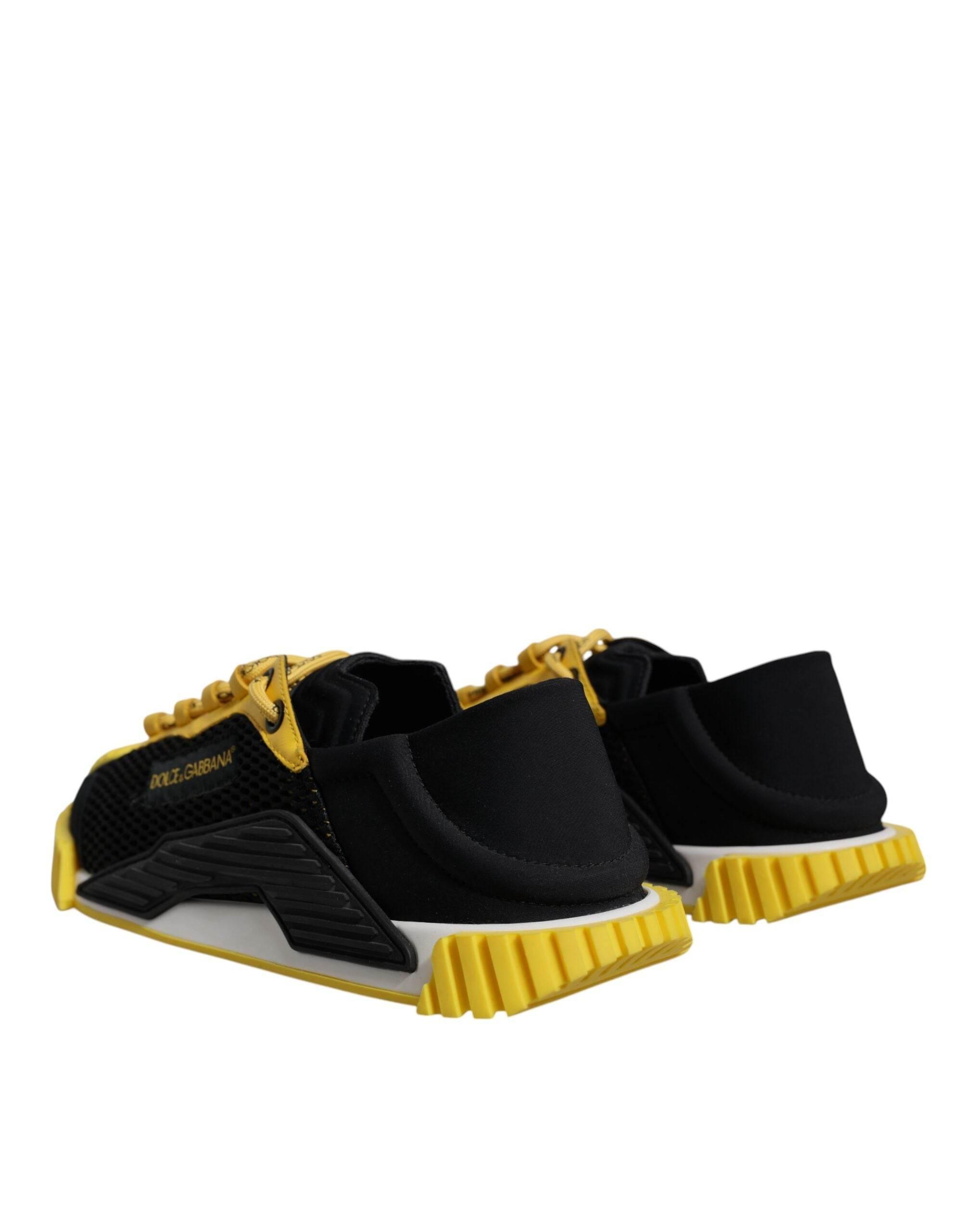 Dolce & Gabbana Black Yellow Low Top NS1 Sneakers Shoes - Hilstor