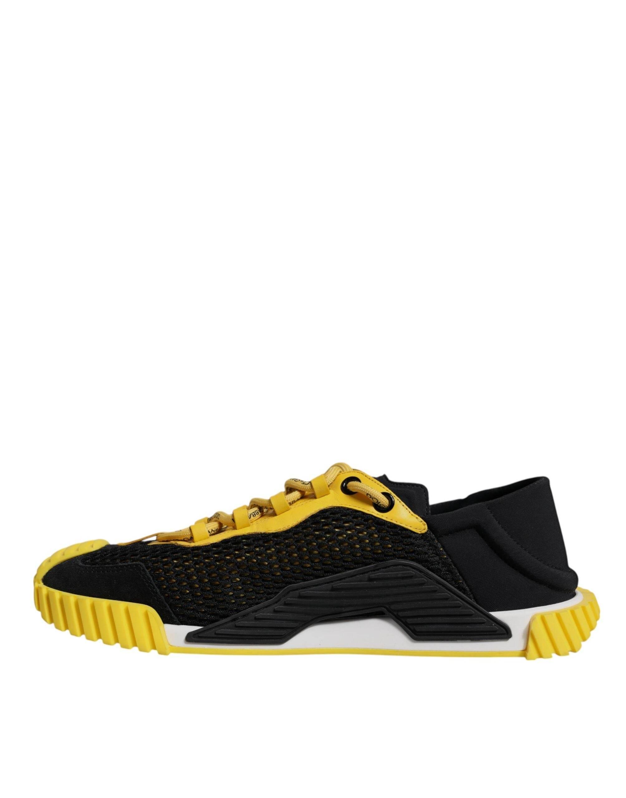 Dolce & Gabbana Black Yellow Low Top NS1 Sneakers Shoes - Hilstor