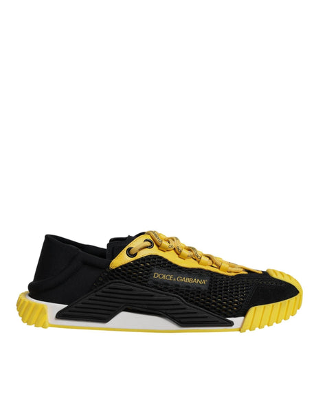 Dolce & Gabbana Black Yellow Low Top NS1 Sneakers Shoes - Hilstor