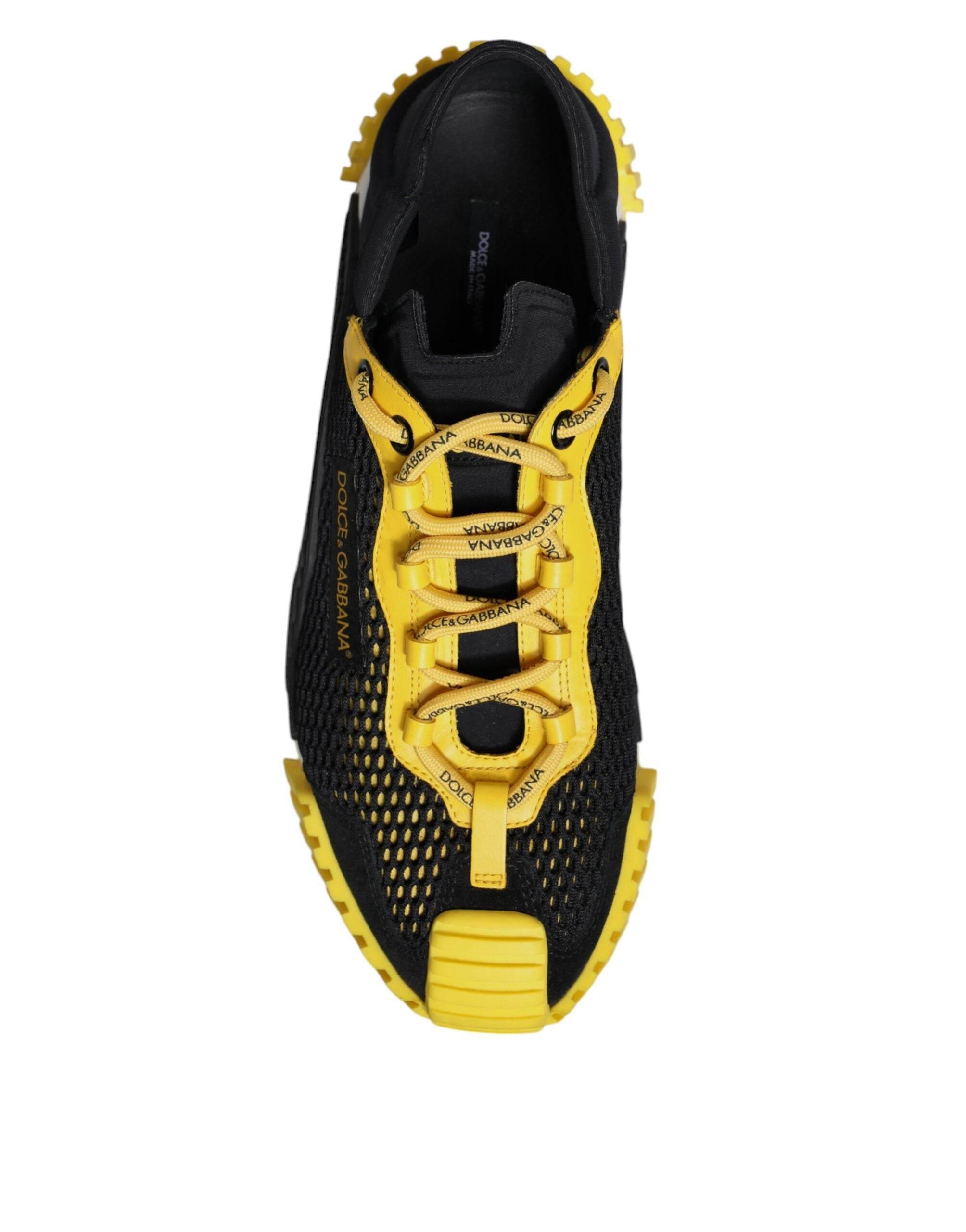 Dolce & Gabbana Black Yellow Low Top NS1 Sneakers Shoes - Hilstor