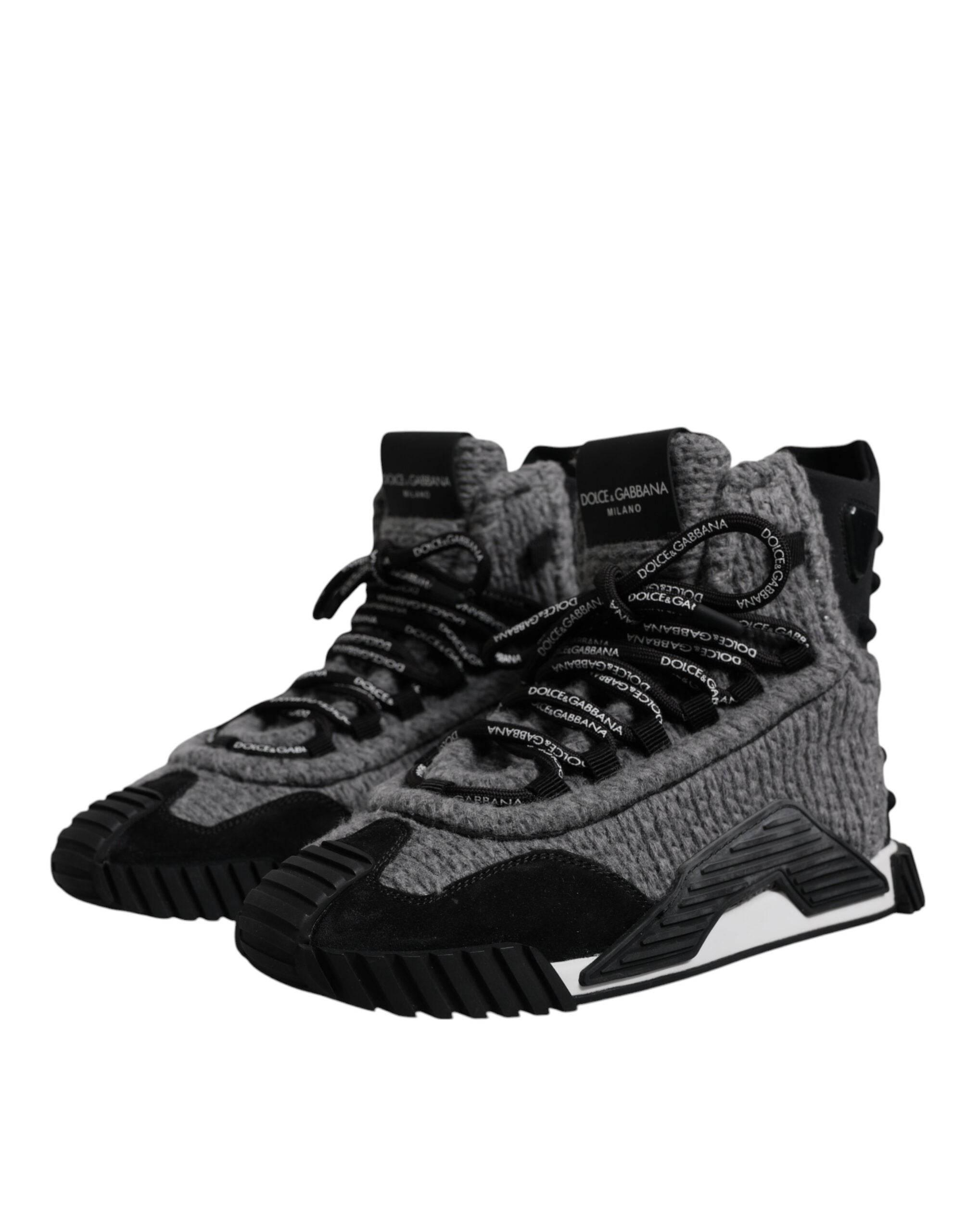 Dolce & Gabbana Gray Black NS1 High Top Boots Sneakers Shoes - Hilstor