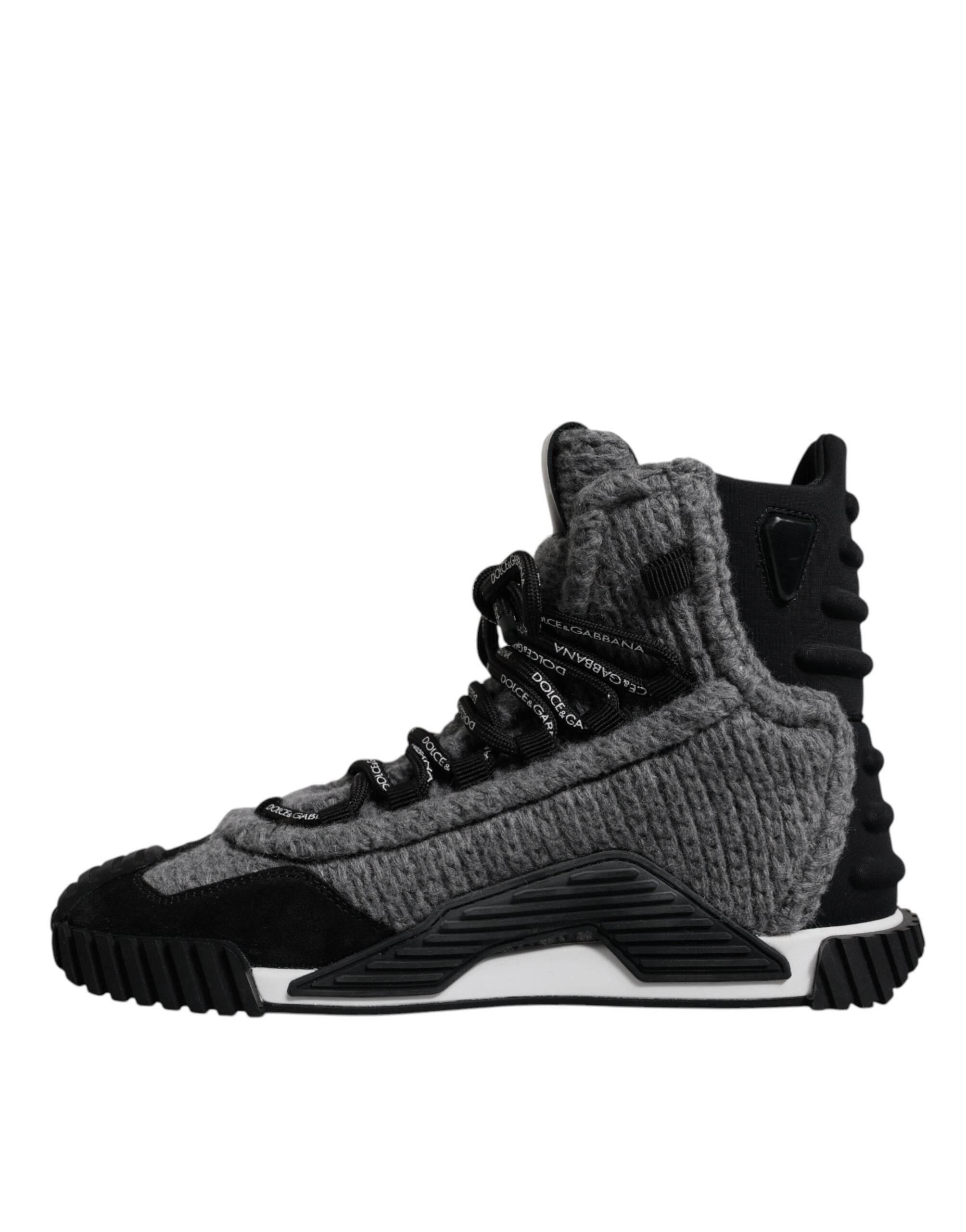 Dolce & Gabbana Gray Black NS1 High Top Boots Sneakers Shoes - Hilstor