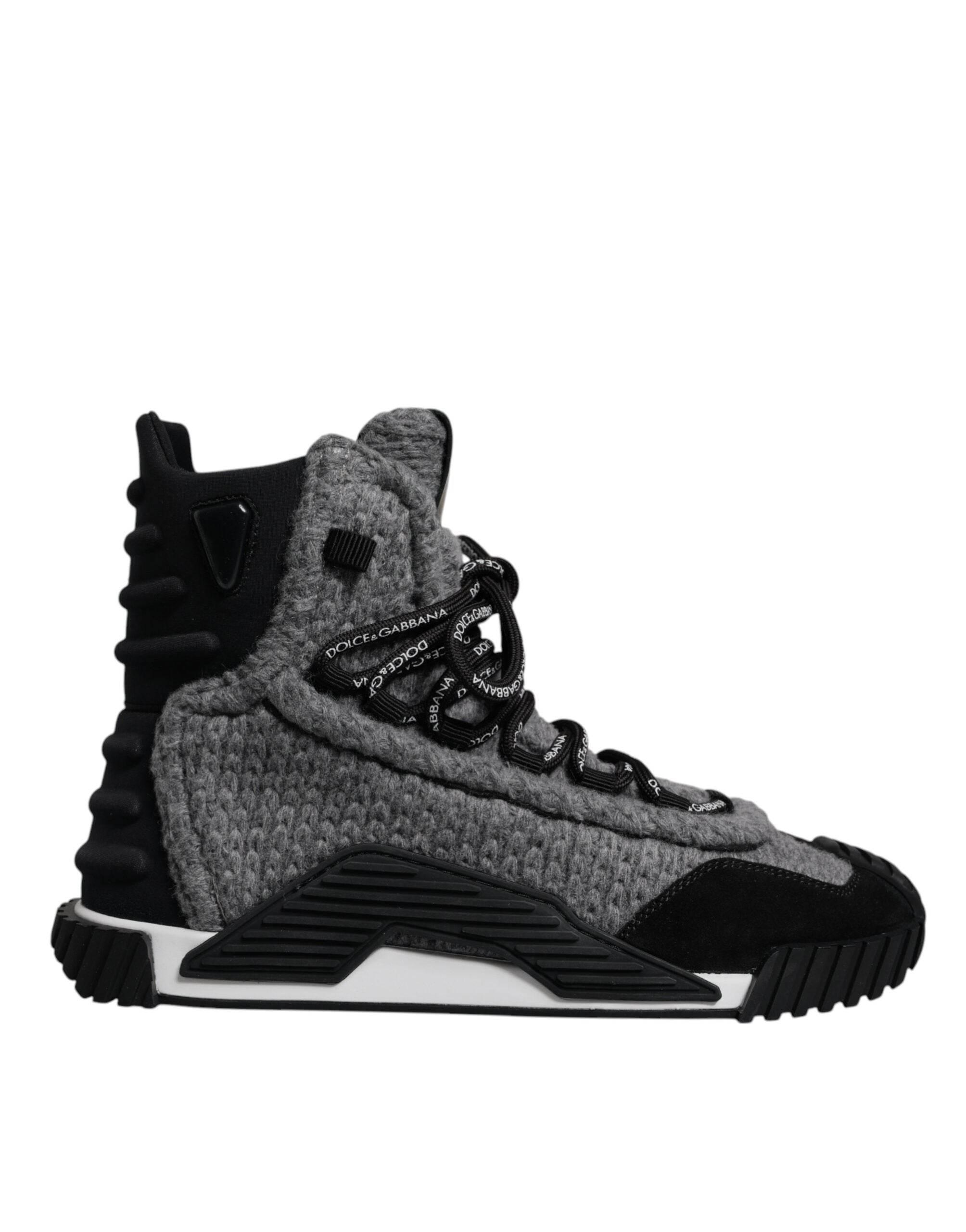 Dolce & Gabbana Gray Black NS1 High Top Boots Sneakers Shoes - Hilstor