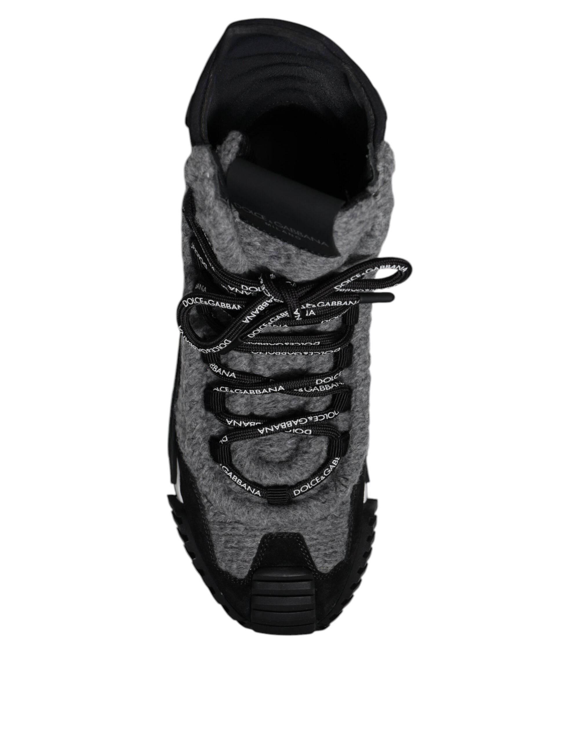 Dolce & Gabbana Gray Black NS1 High Top Boots Sneakers Shoes - Hilstor