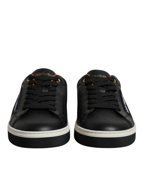 Dolce & Gabbana Black Leather Low Top Men Sneakers Shoes - Hilstor