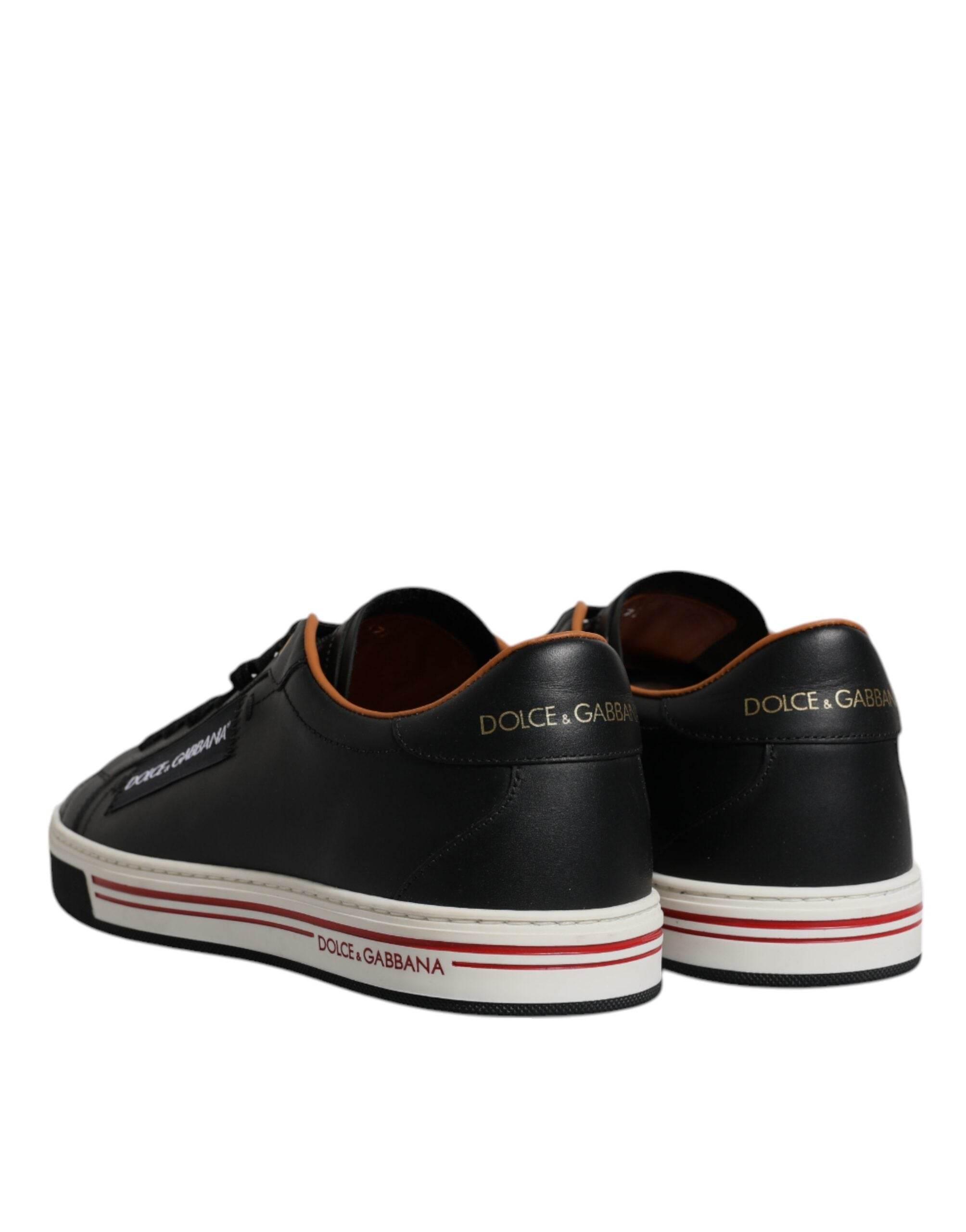 Dolce & Gabbana Black Leather Low Top Men Sneakers Shoes - Hilstor