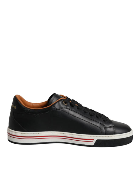 Dolce & Gabbana Black Leather Low Top Men Sneakers Shoes - Hilstor