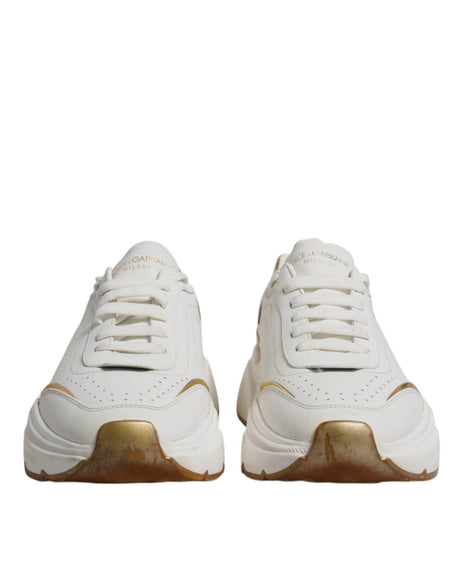 Dolce & Gabbana White Gold DAYMASTER Leather Sneakers Shoes - Hilstor