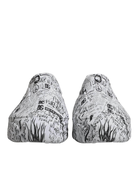 Dolce & Gabbana White Black Graffiti Daymaster Sneakers Shoes - Hilstor