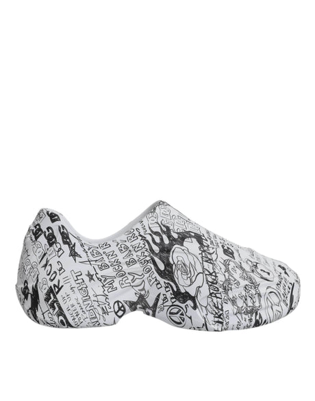 Dolce & Gabbana White Black Graffiti Daymaster Sneakers Shoes - Hilstor