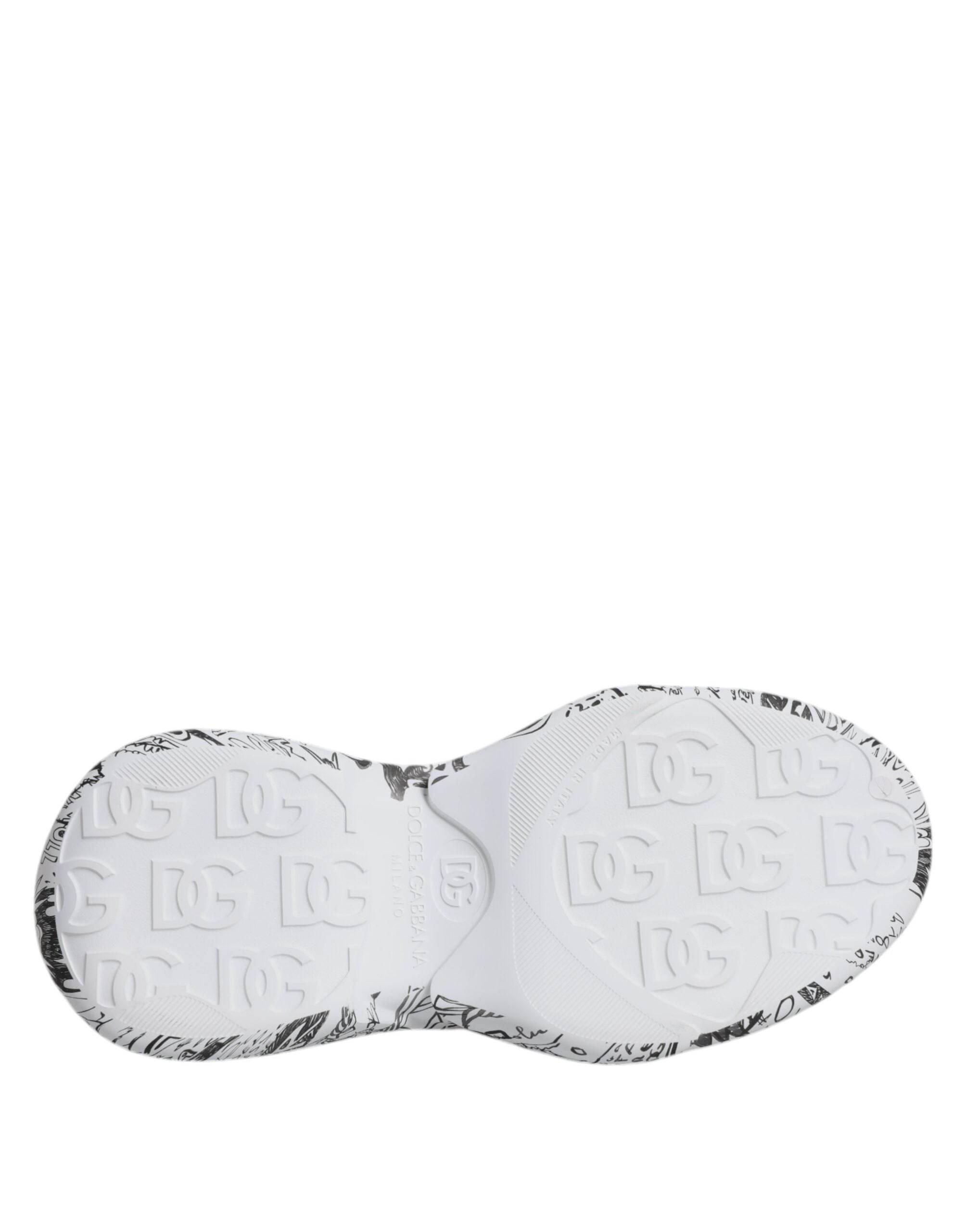 Dolce & Gabbana White Black Graffiti Daymaster Sneakers Shoes - Hilstor