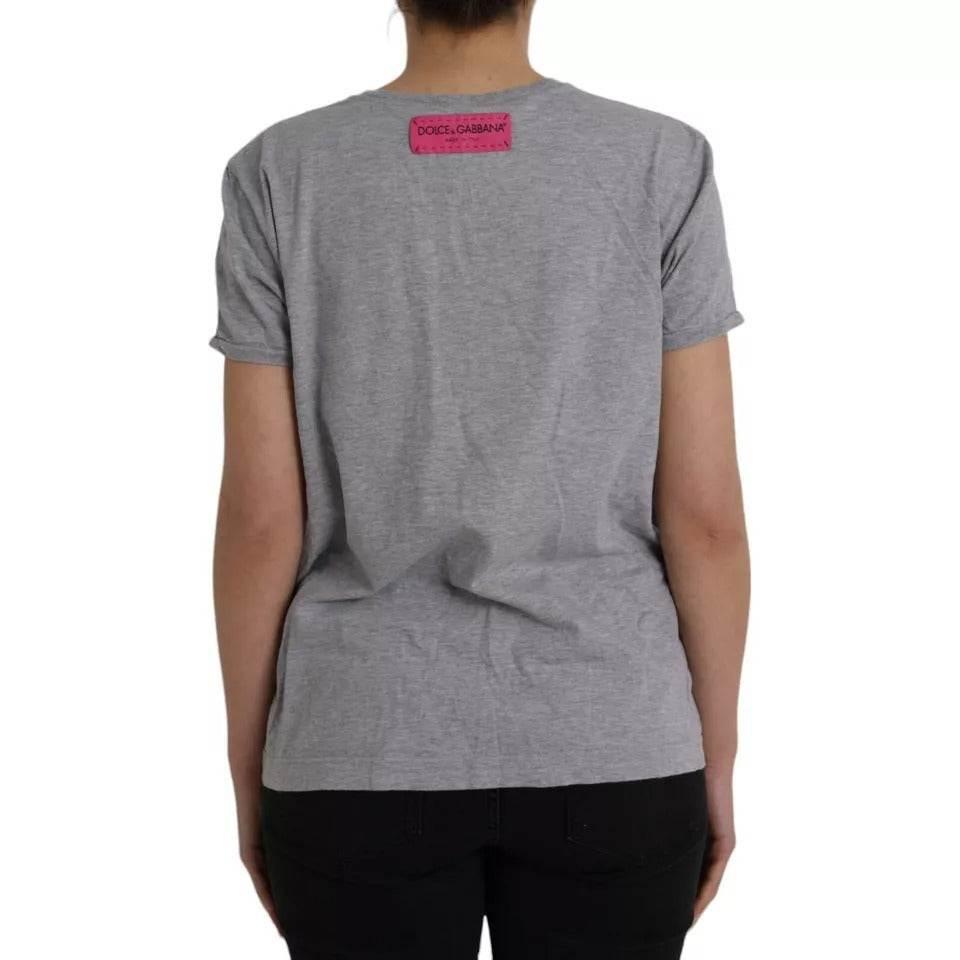 Dolce & Gabbana Gray Cotton L'Amore E'Bellezza Top T-shirt - Hilstor
