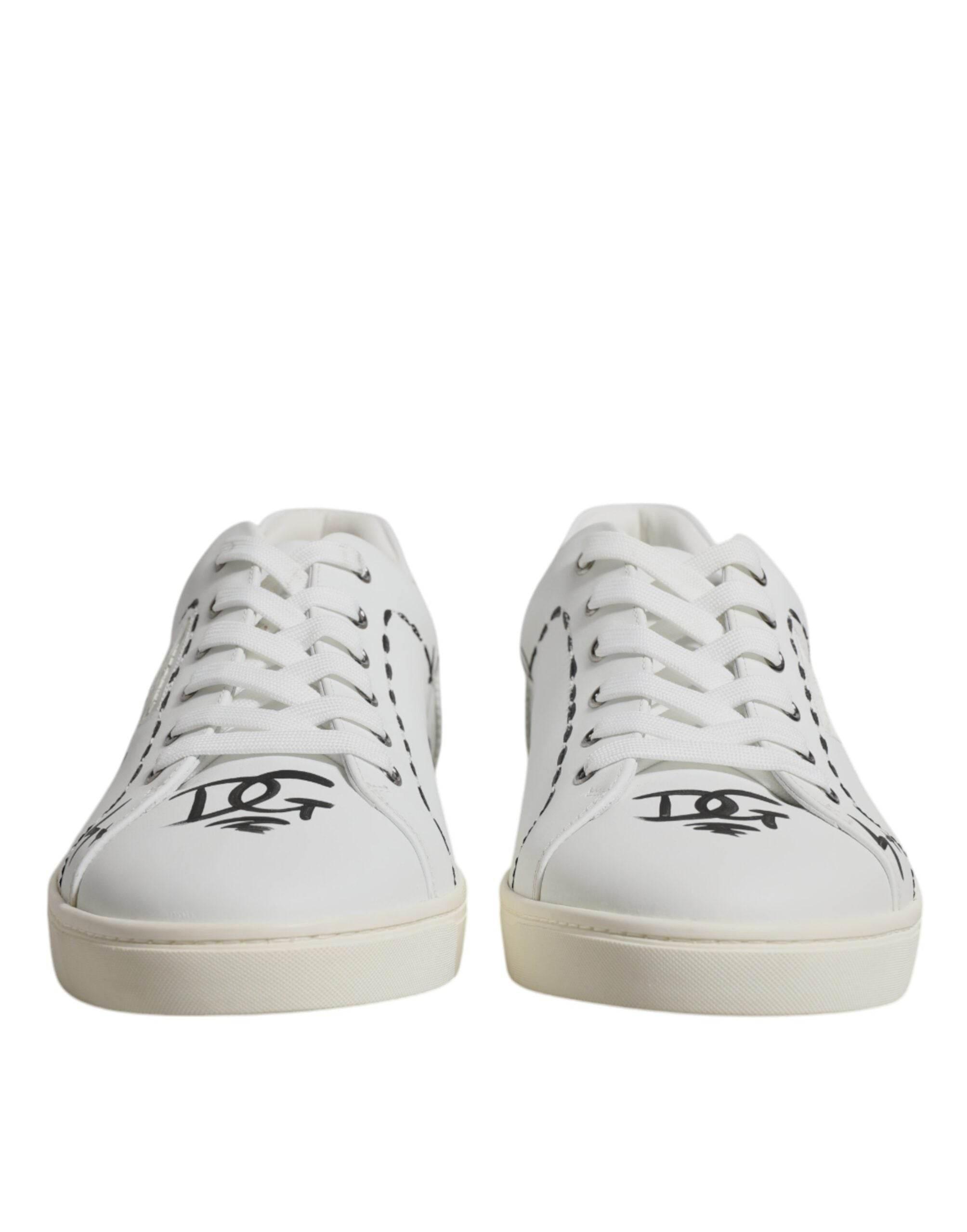 Dolce & Gabbana White Leather Milano Low Top Sneakers Shoes - Hilstor
