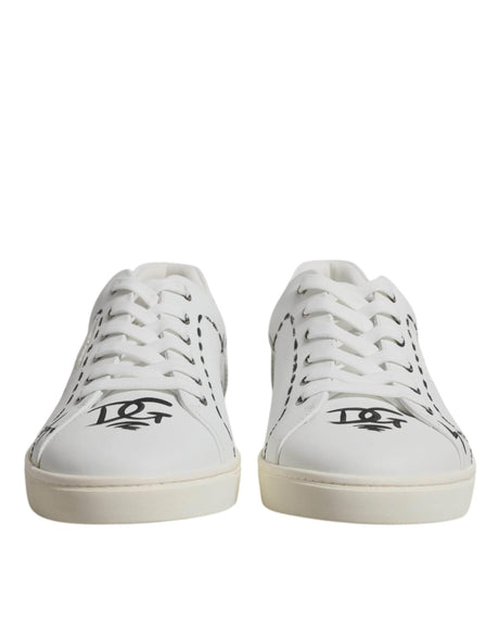 Dolce & Gabbana White Leather Milano Low Top Sneakers Shoes - Hilstor