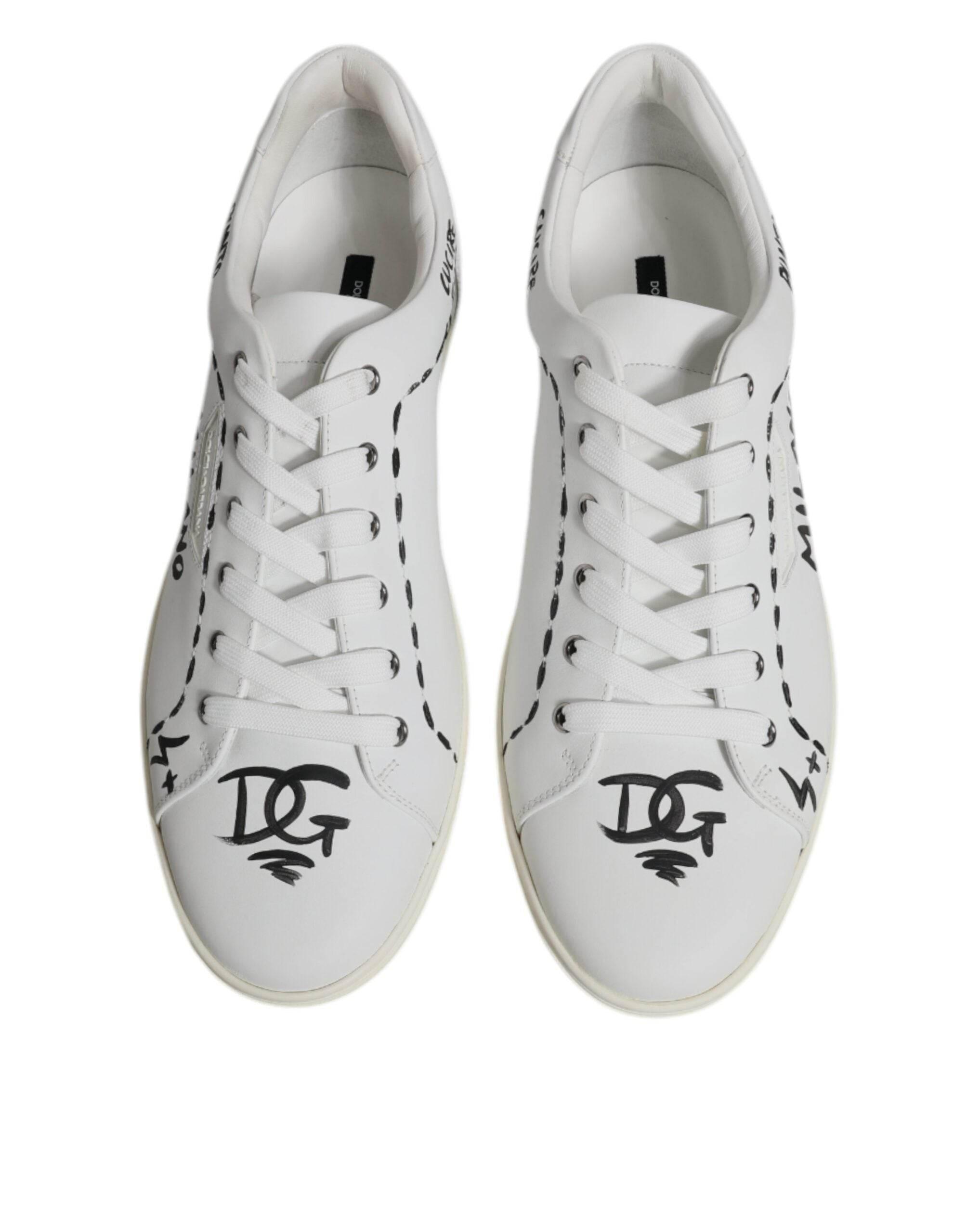 Dolce & Gabbana White Leather Milano Low Top Sneakers Shoes - Hilstor