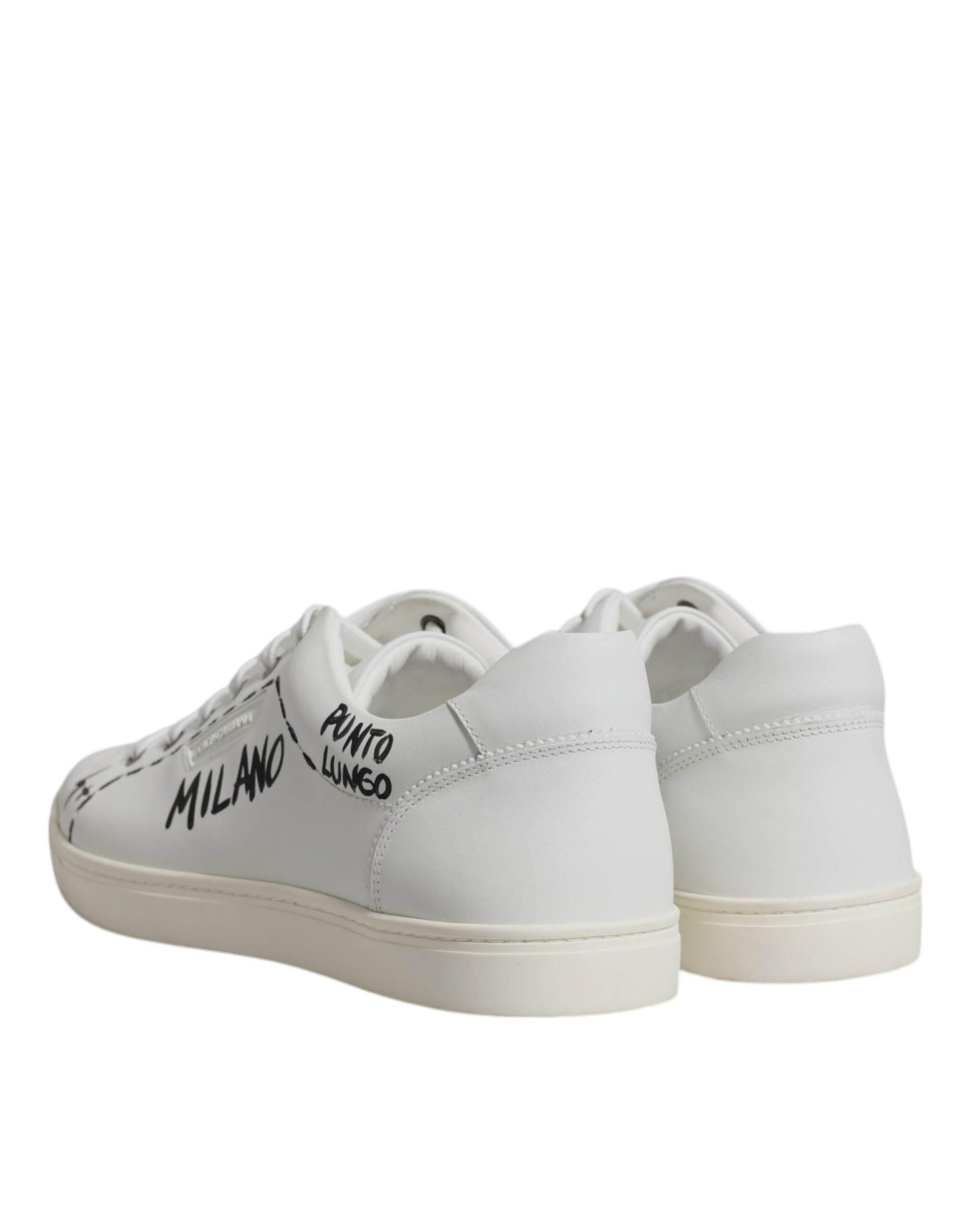 Dolce & Gabbana White Leather Milano Low Top Sneakers Shoes - Hilstor