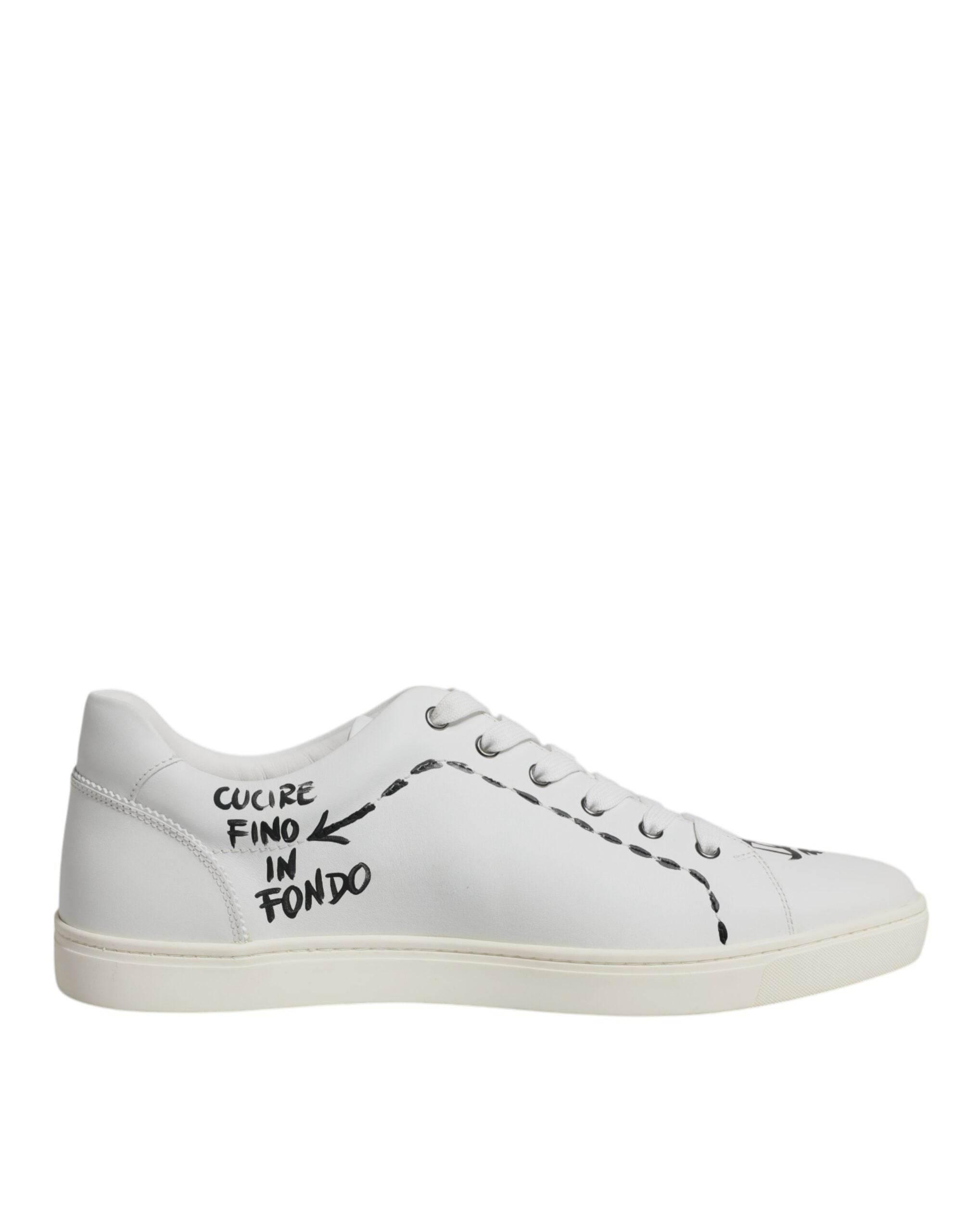 Dolce & Gabbana White Leather Milano Low Top Sneakers Shoes - Hilstor
