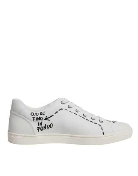 Dolce & Gabbana White Leather Milano Low Top Sneakers Shoes - Hilstor