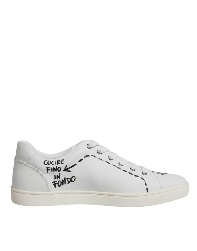Dolce & Gabbana White Leather Milano Low Top Sneakers Shoes - Hilstor