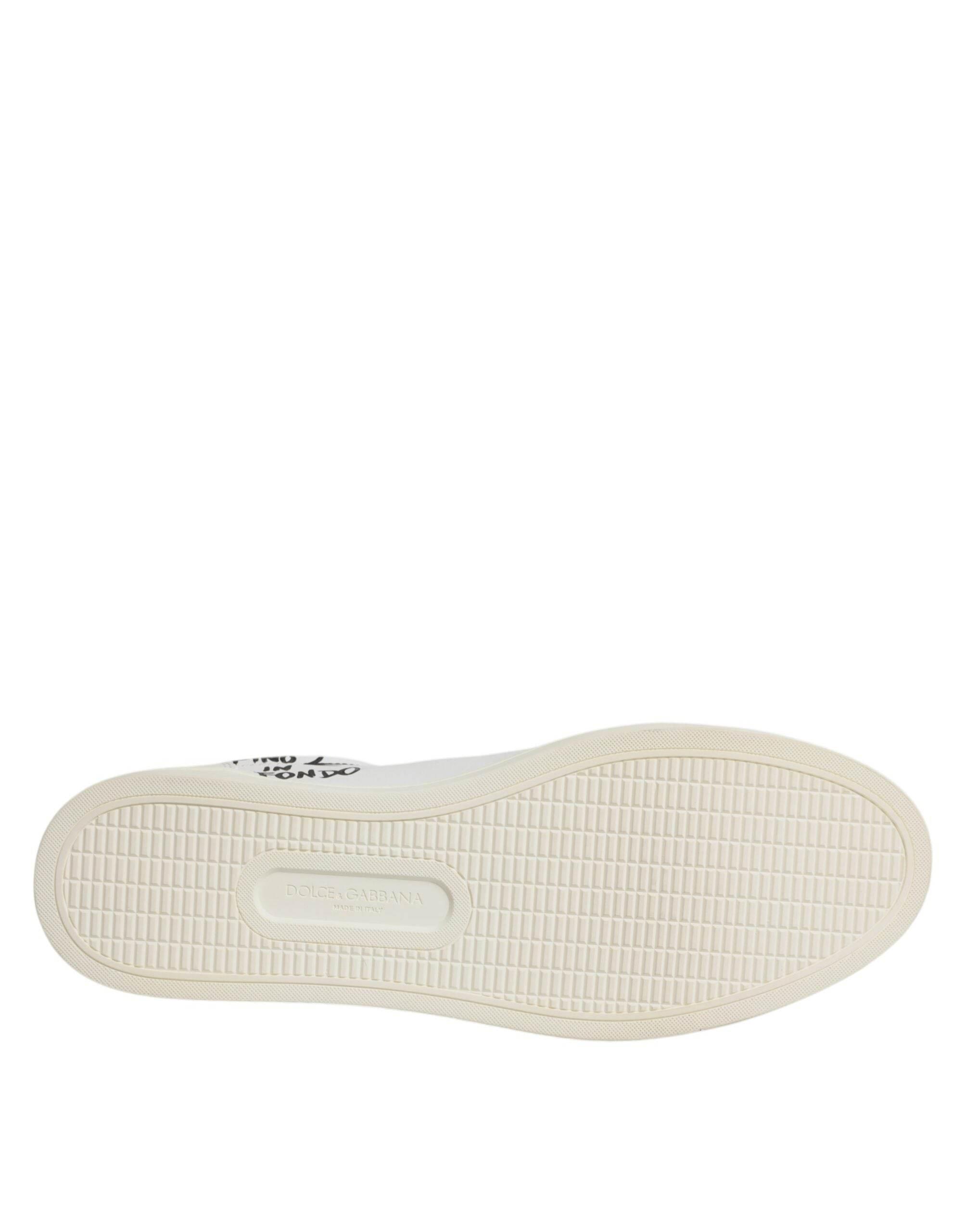 Dolce & Gabbana White Leather Milano Low Top Sneakers Shoes - Hilstor