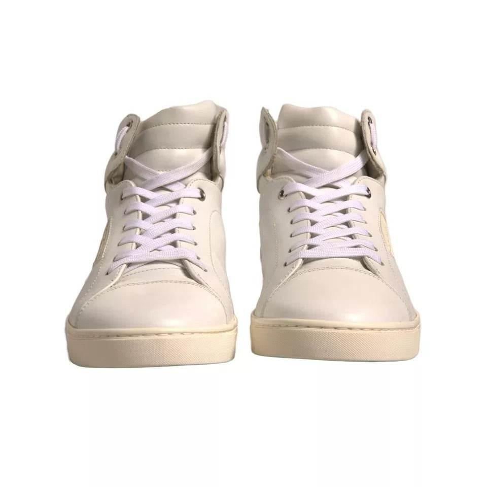 Dolce & Gabbana White London Logo High Top Sneakers Shoes - Hilstor